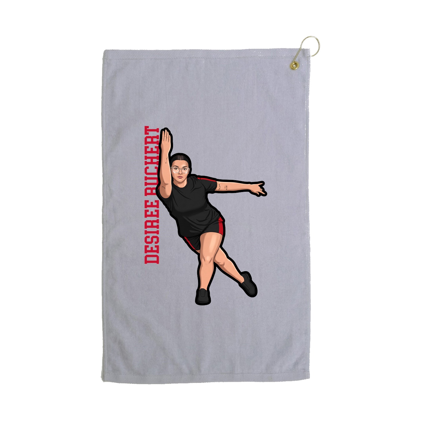 Golf Towel — Name Vertical in Grey