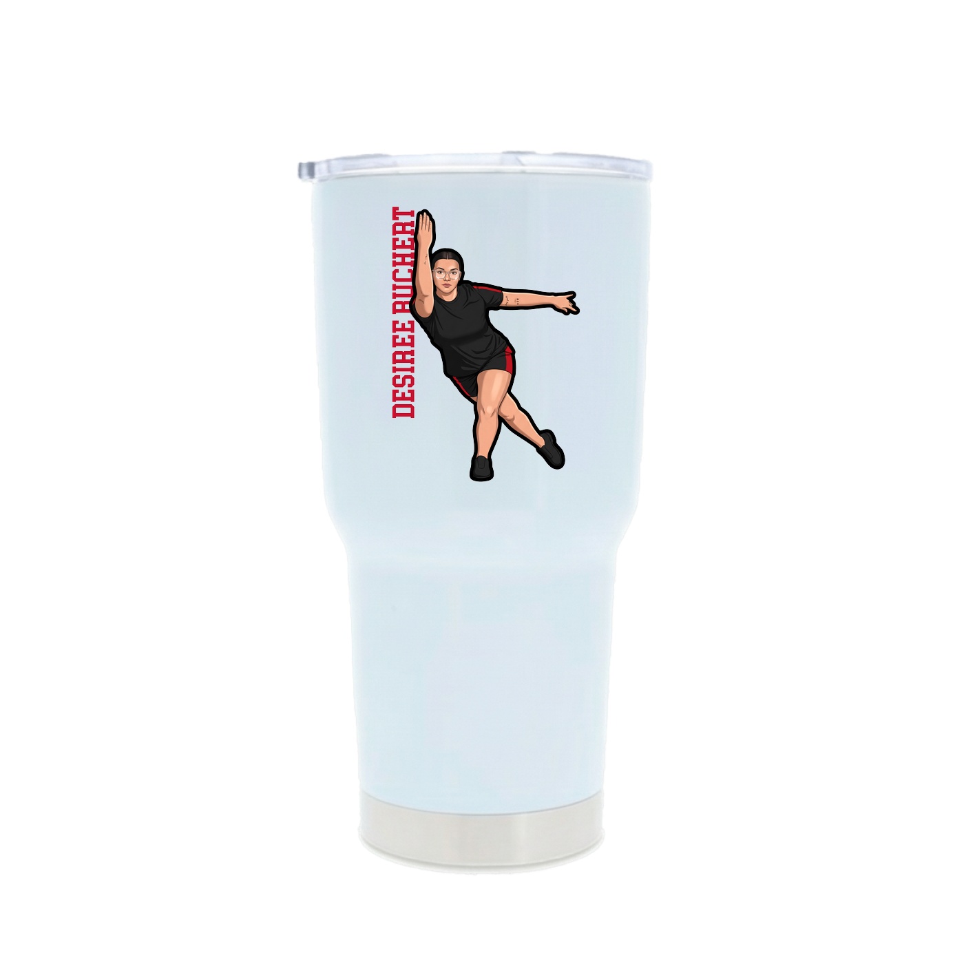 30oz Stainless Steel Tumbler — Name Vertical in White