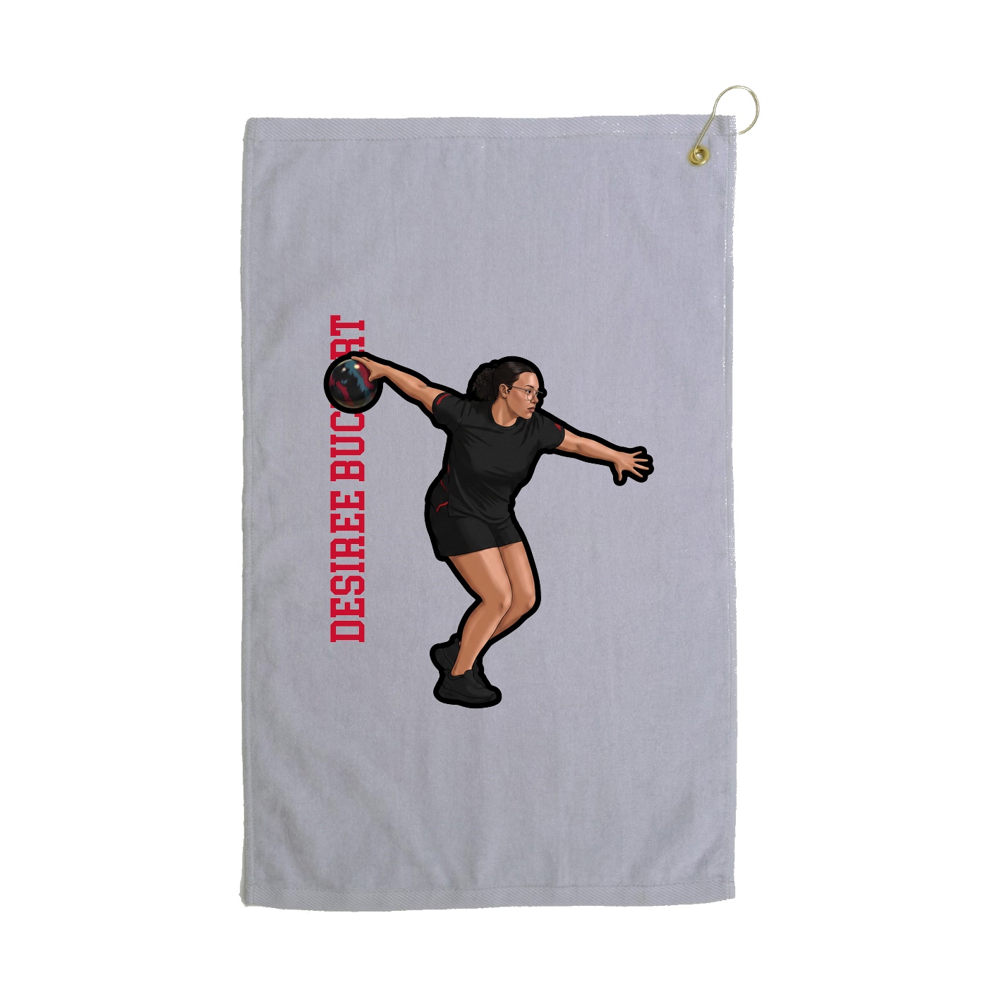 Golf Towel — Name Vertical in Grey