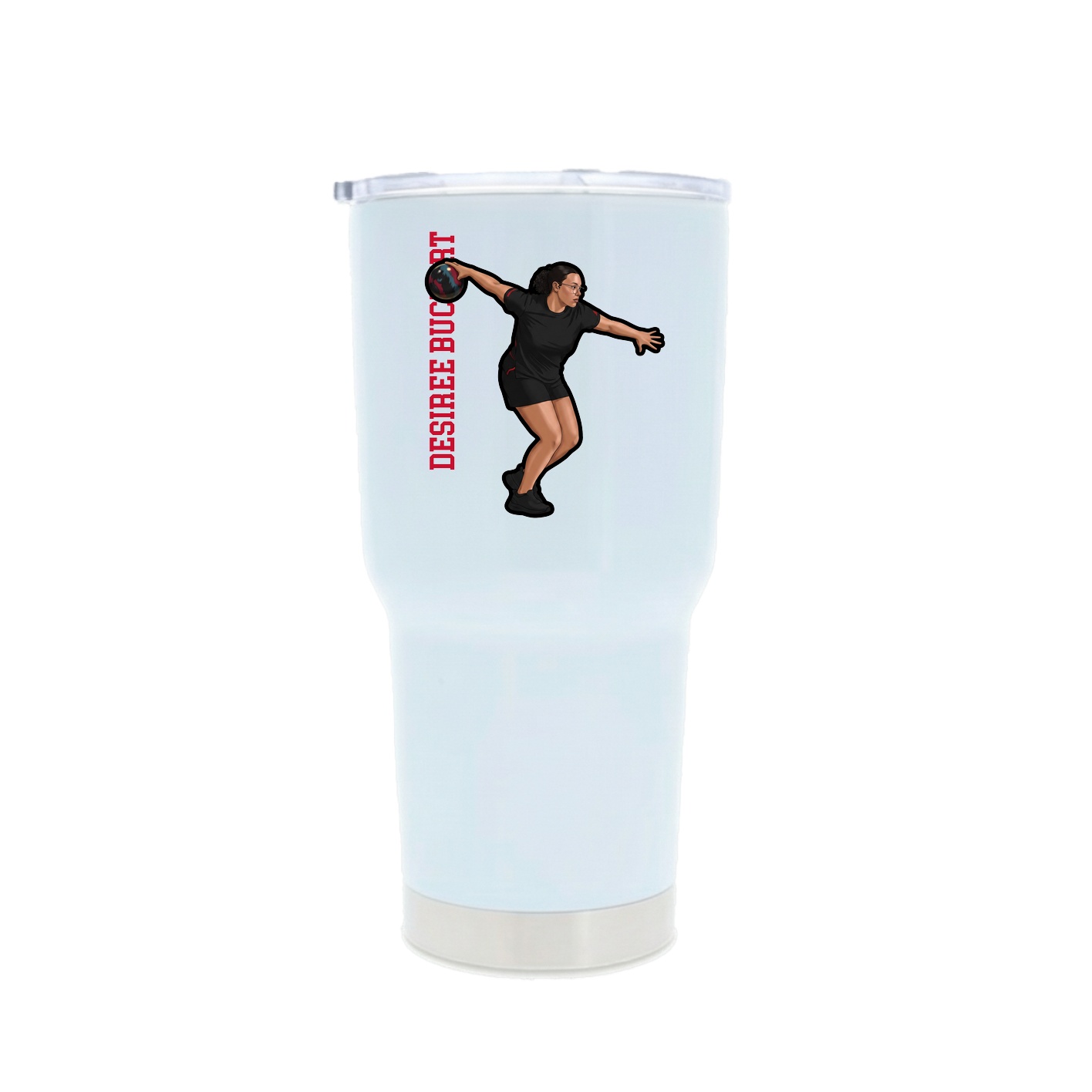 30oz Stainless Steel Tumbler — Name Vertical in White