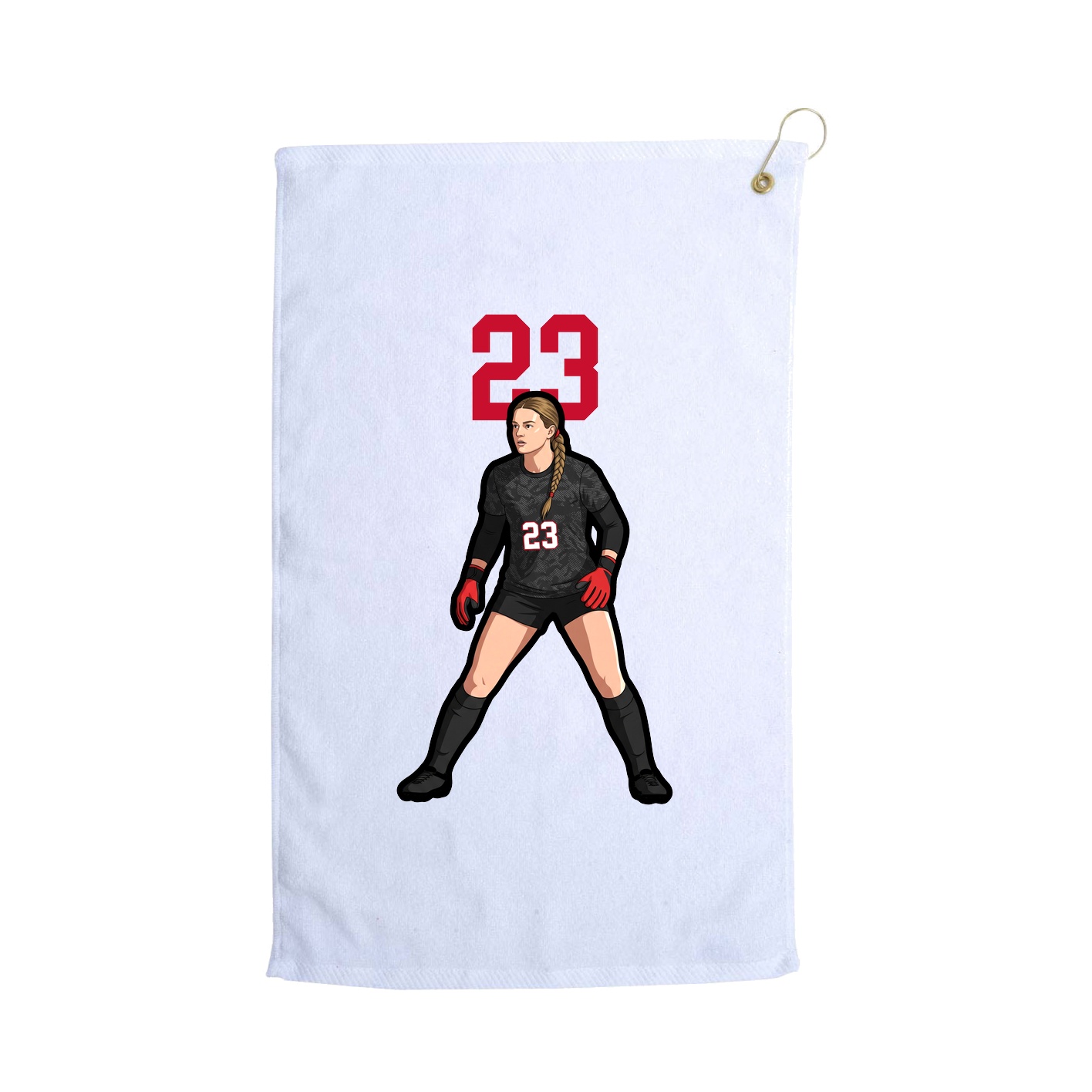 Golf Towel — Number Top in White
