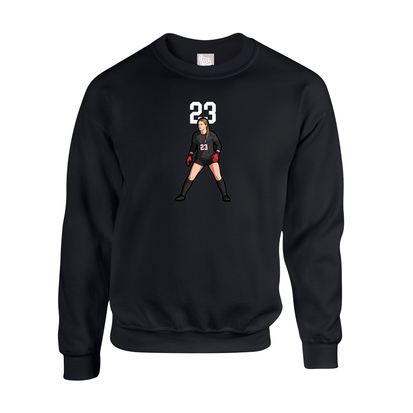 Fleece Crew — Number Top in Black
