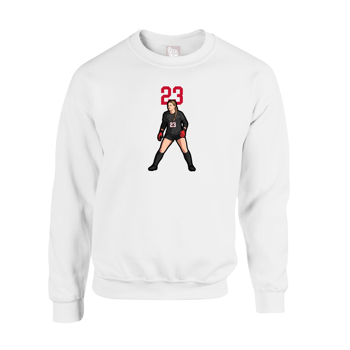Fleece Crew — Number Top in White