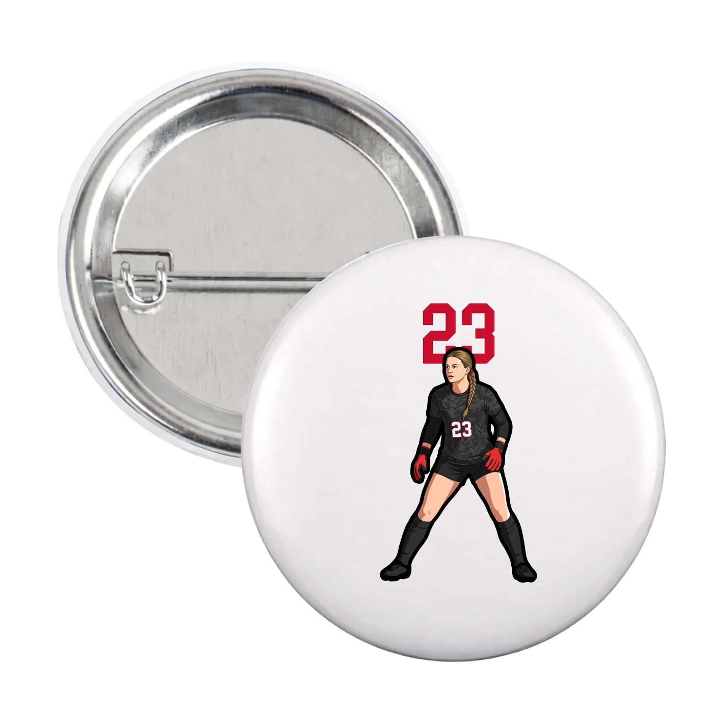 Game Day Button — Number Top in White