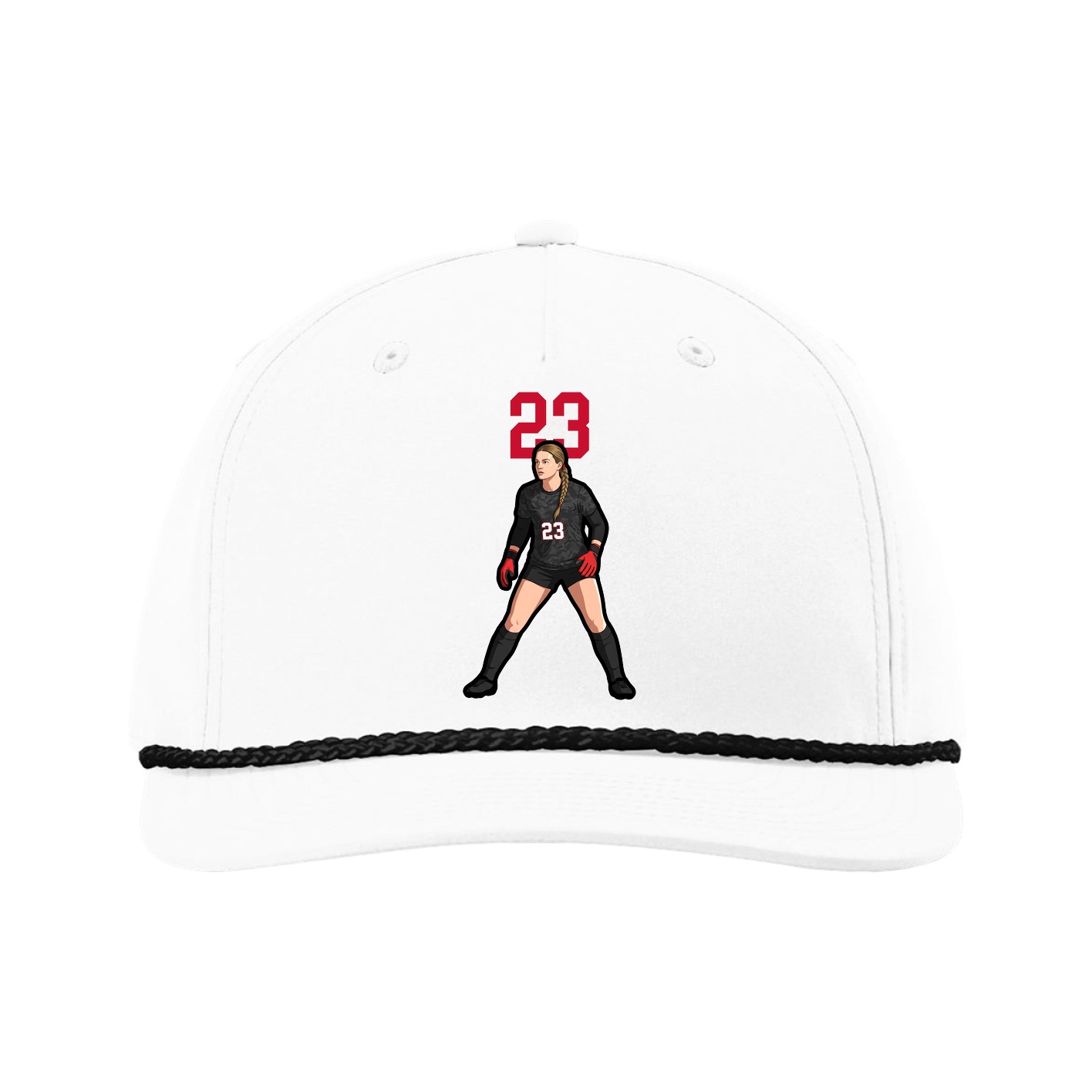Five-Panel Classic Rope Cap — Number Top in White