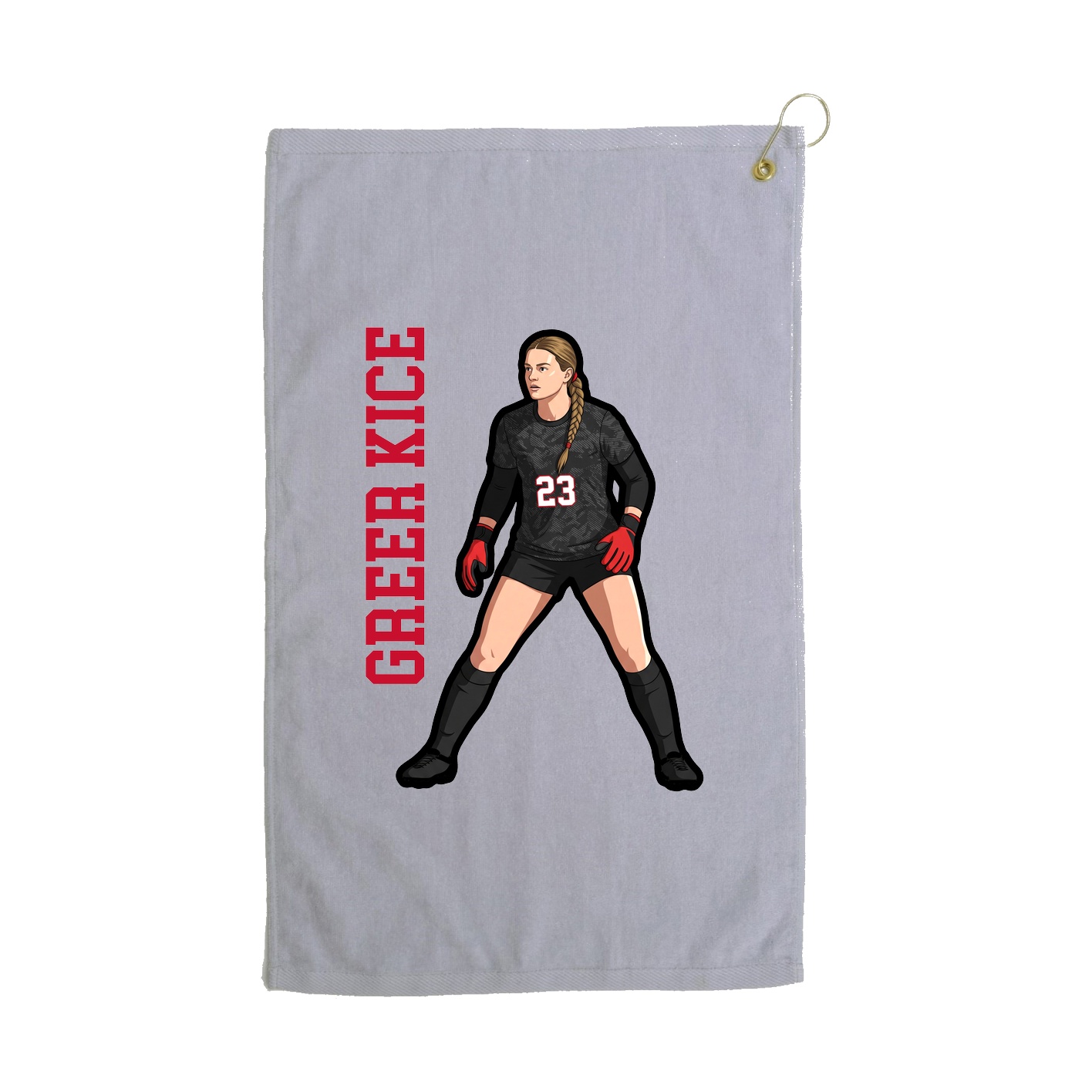 Golf Towel — Name Vertical in Grey