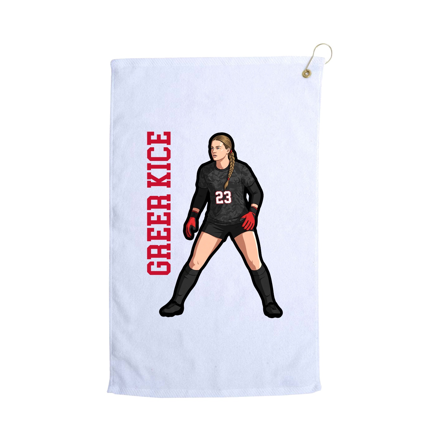Golf Towel — Name Vertical in White