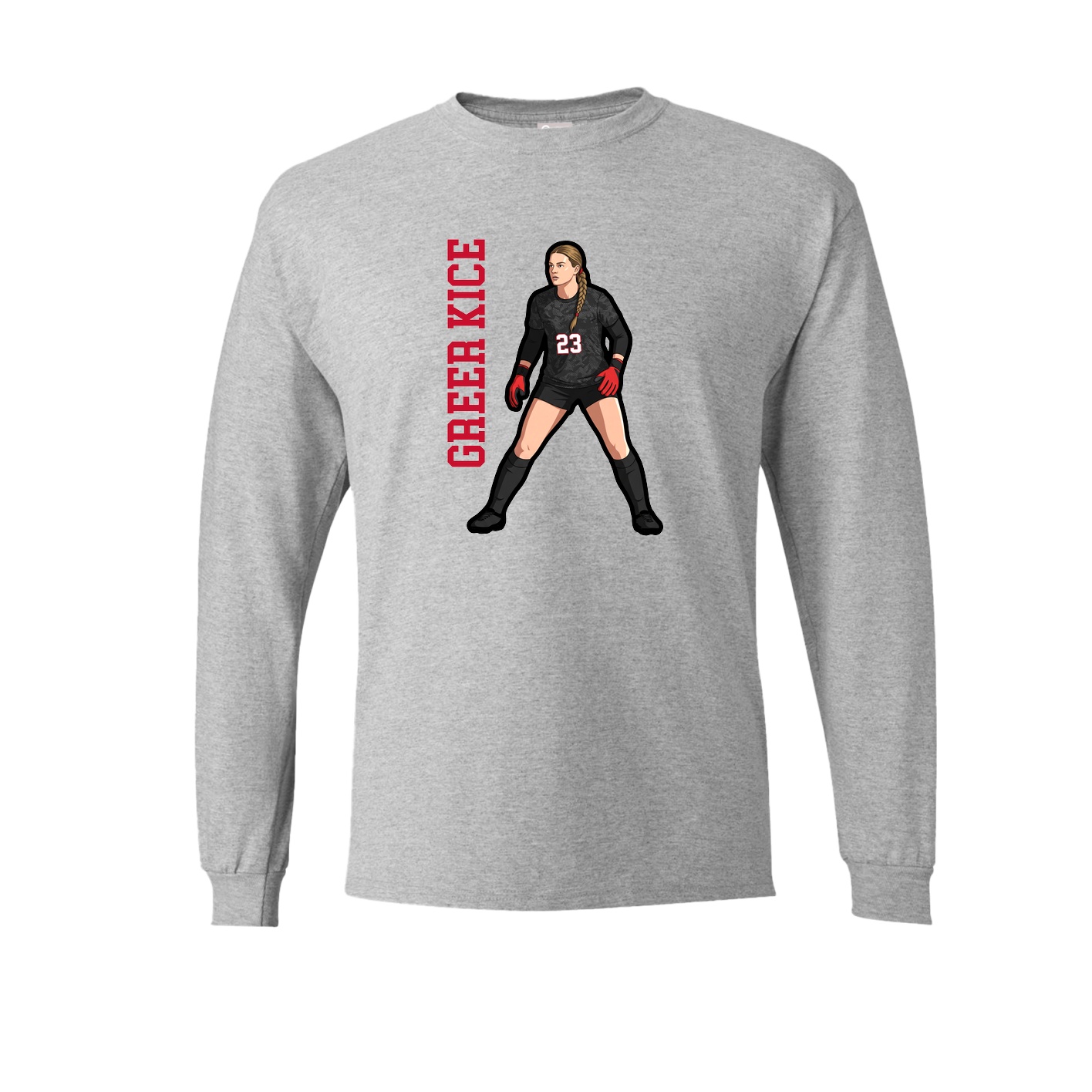 Long Sleeve Tee — Name Vertical in Grey