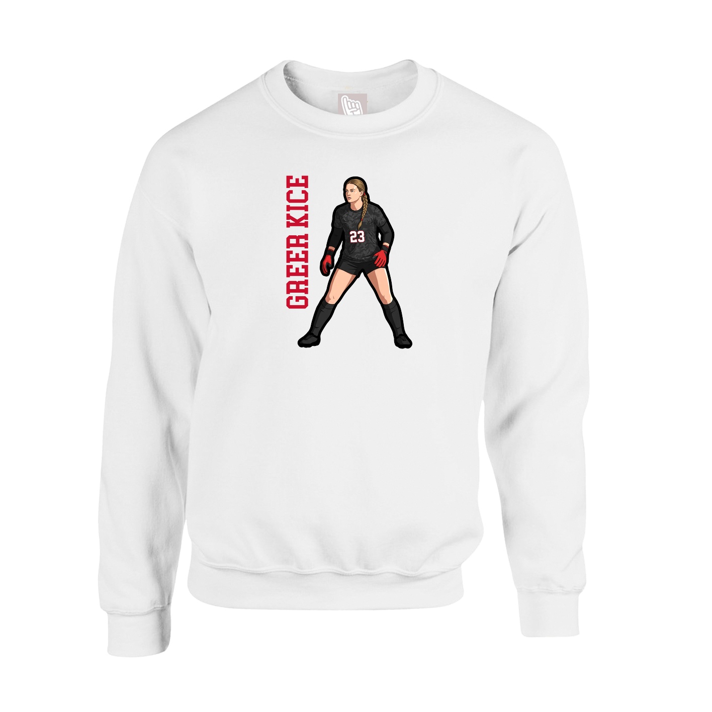 Fleece Crew — Name Vertical in White