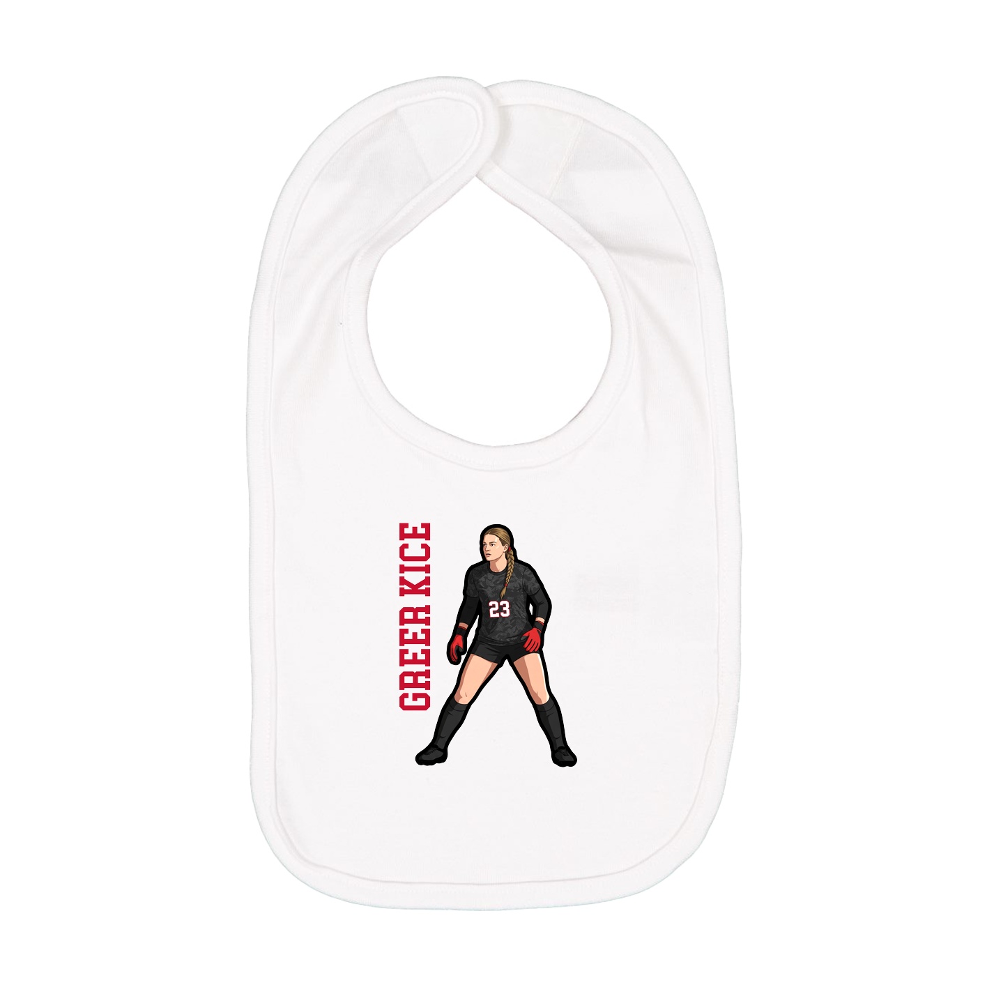 Infant Bib — Name Vertical in White