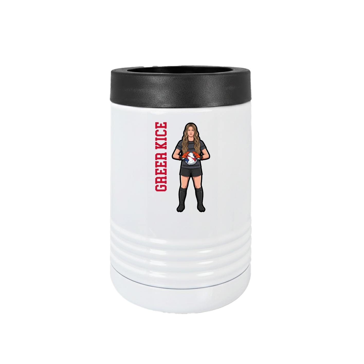 Beverage Holder — Name Vertical in White