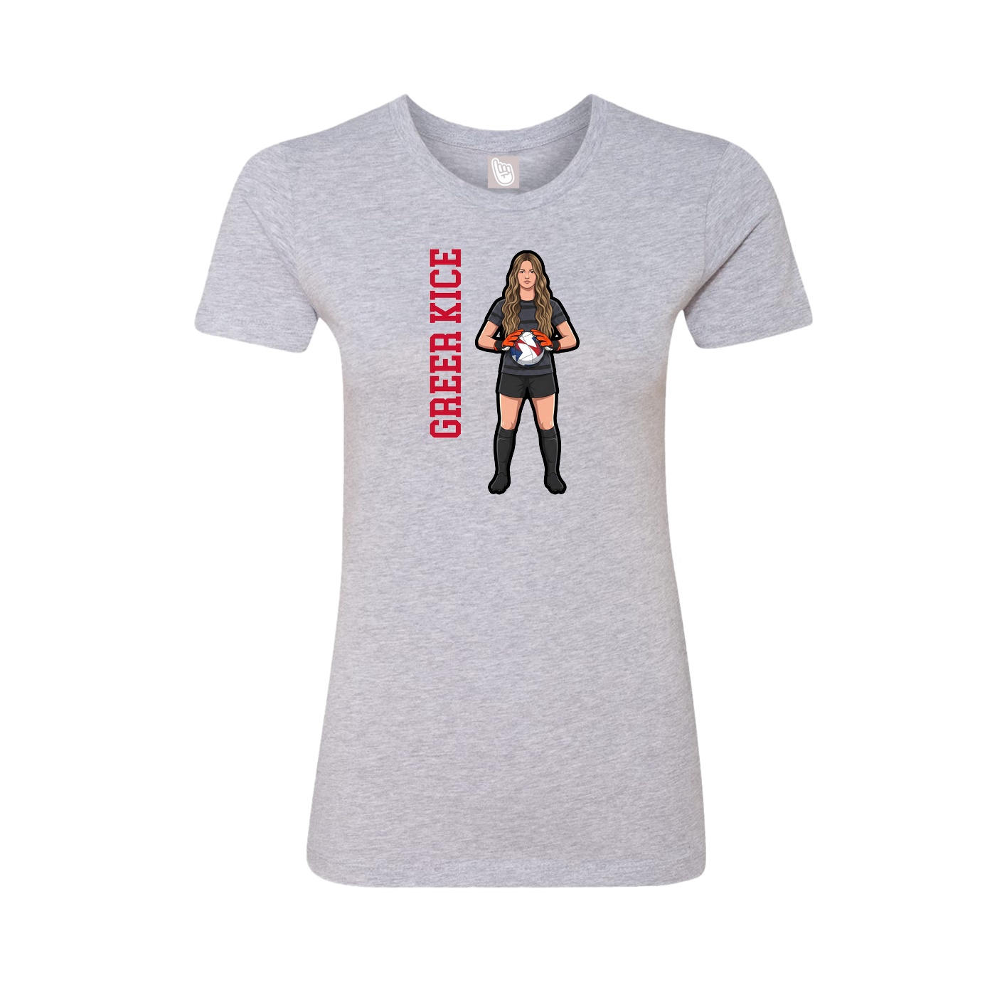 Fitted Women's Tee — Name Vertical in Grey