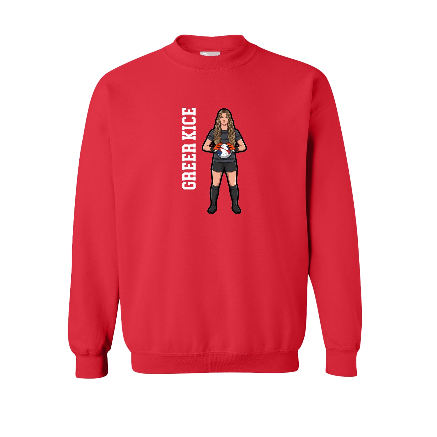 Fleece Crew — Name Vertical in Red