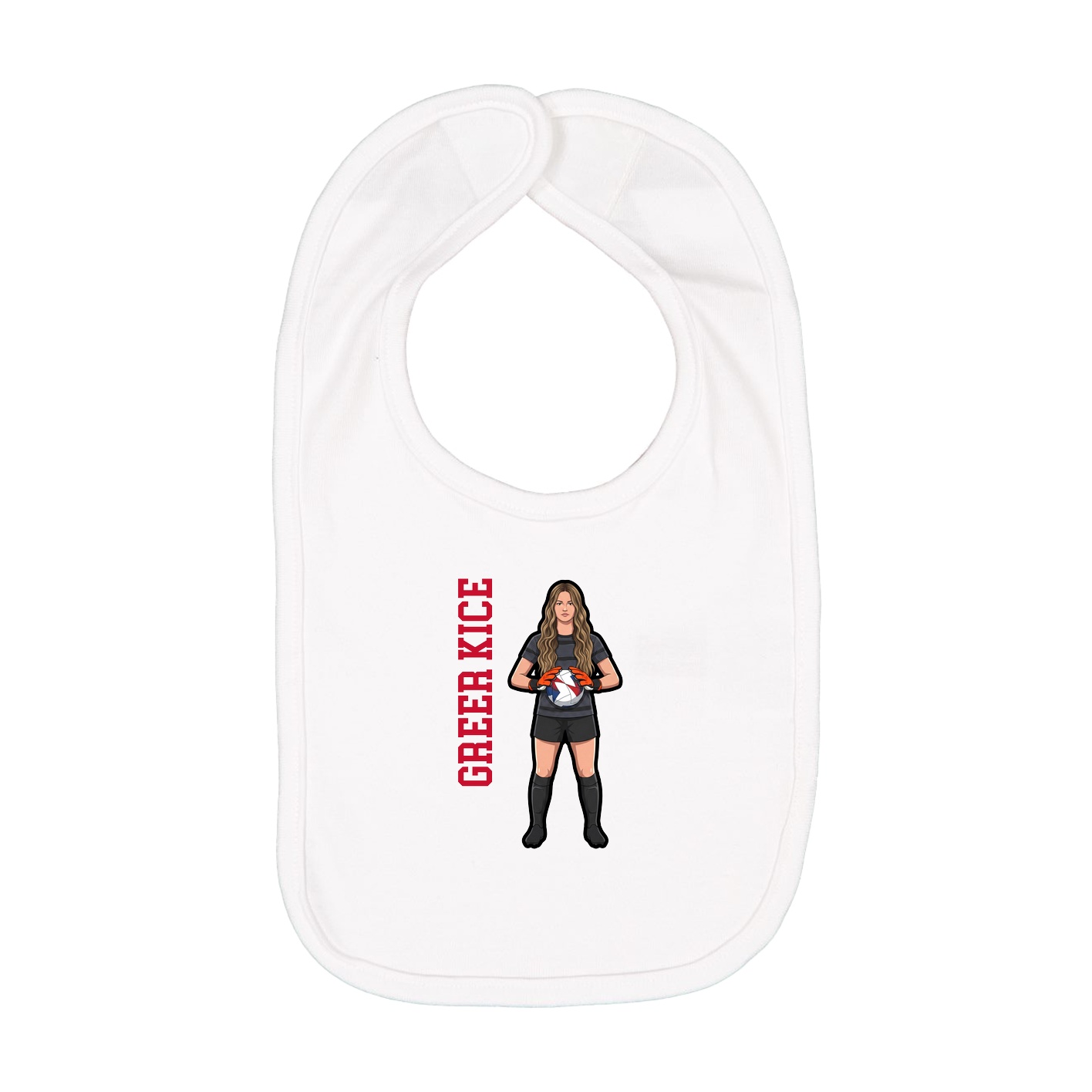 Infant Bib — Name Vertical in White