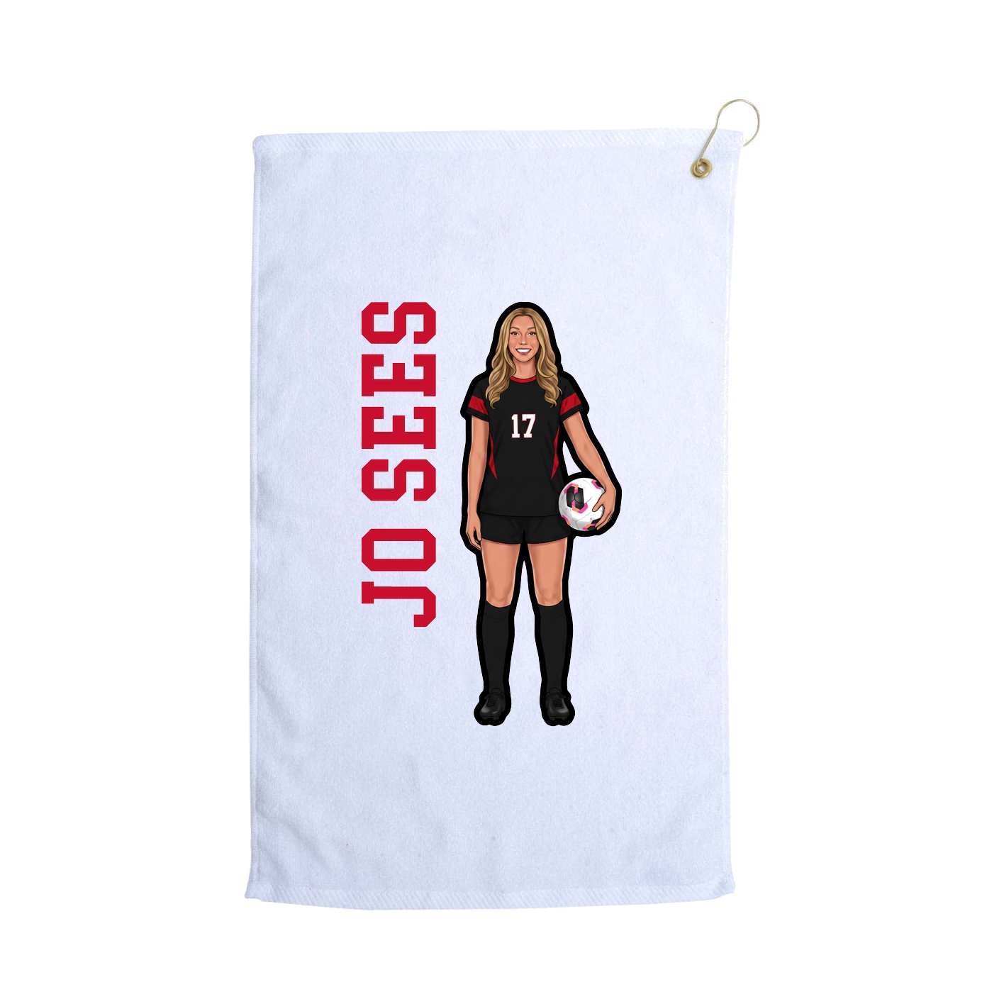 Golf Towel — Name Vertical in White