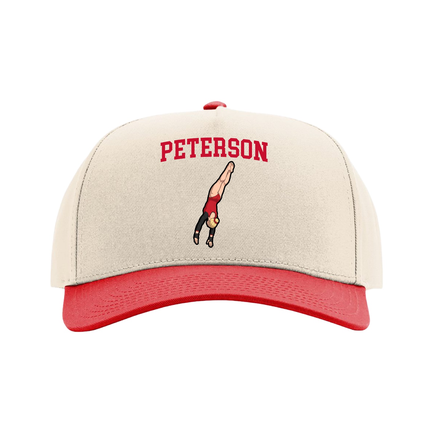 Full Fabric Five-Panel Champ Cap — Shirsey in Cream/Red