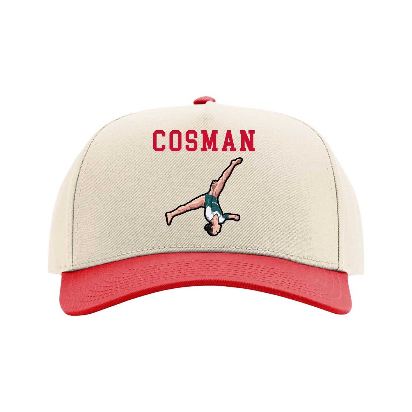 Full Fabric Five-Panel Champ Cap — Shirsey in Cream/Red