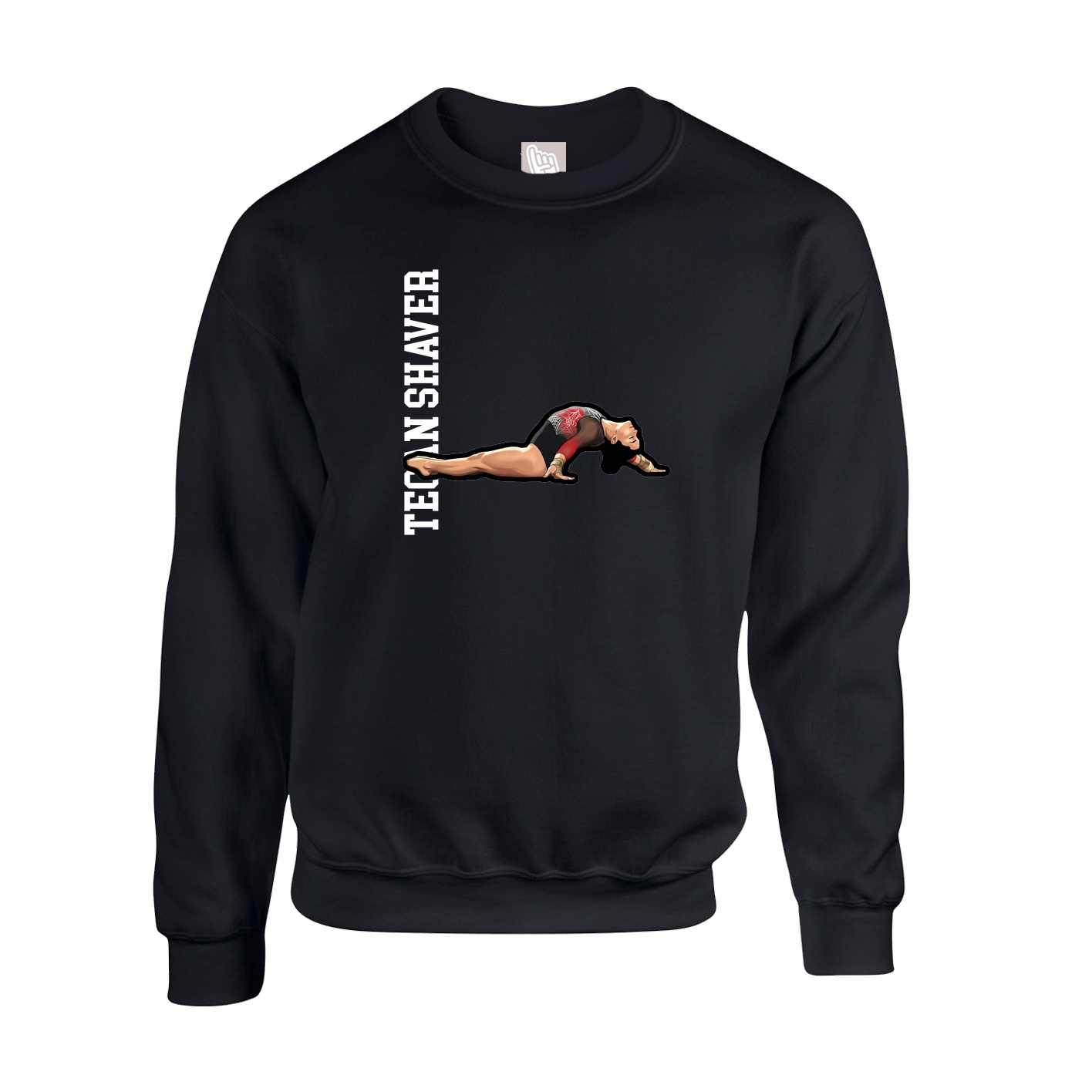 Fleece Crew — Name Vertical in Black