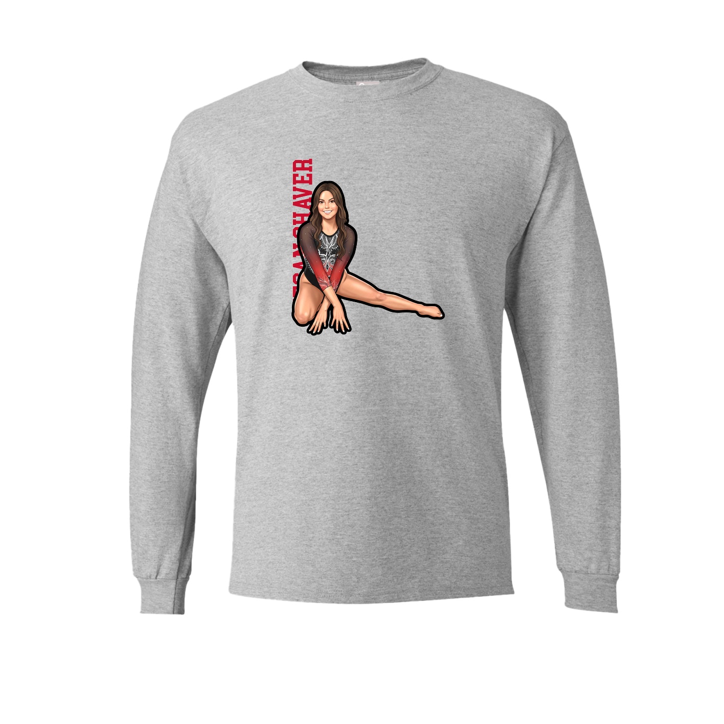 Long Sleeve Tee — Name Vertical in Grey