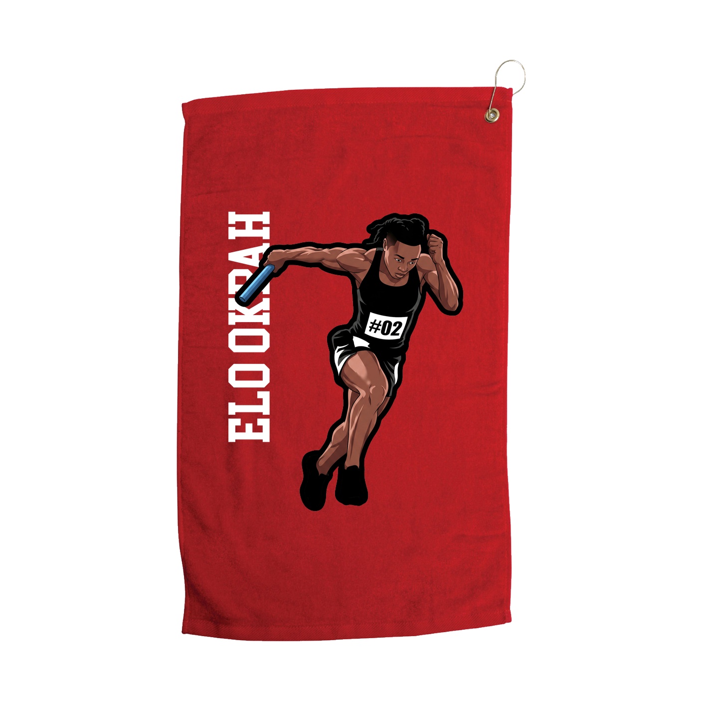 Golf Towel — Name Vertical in Red