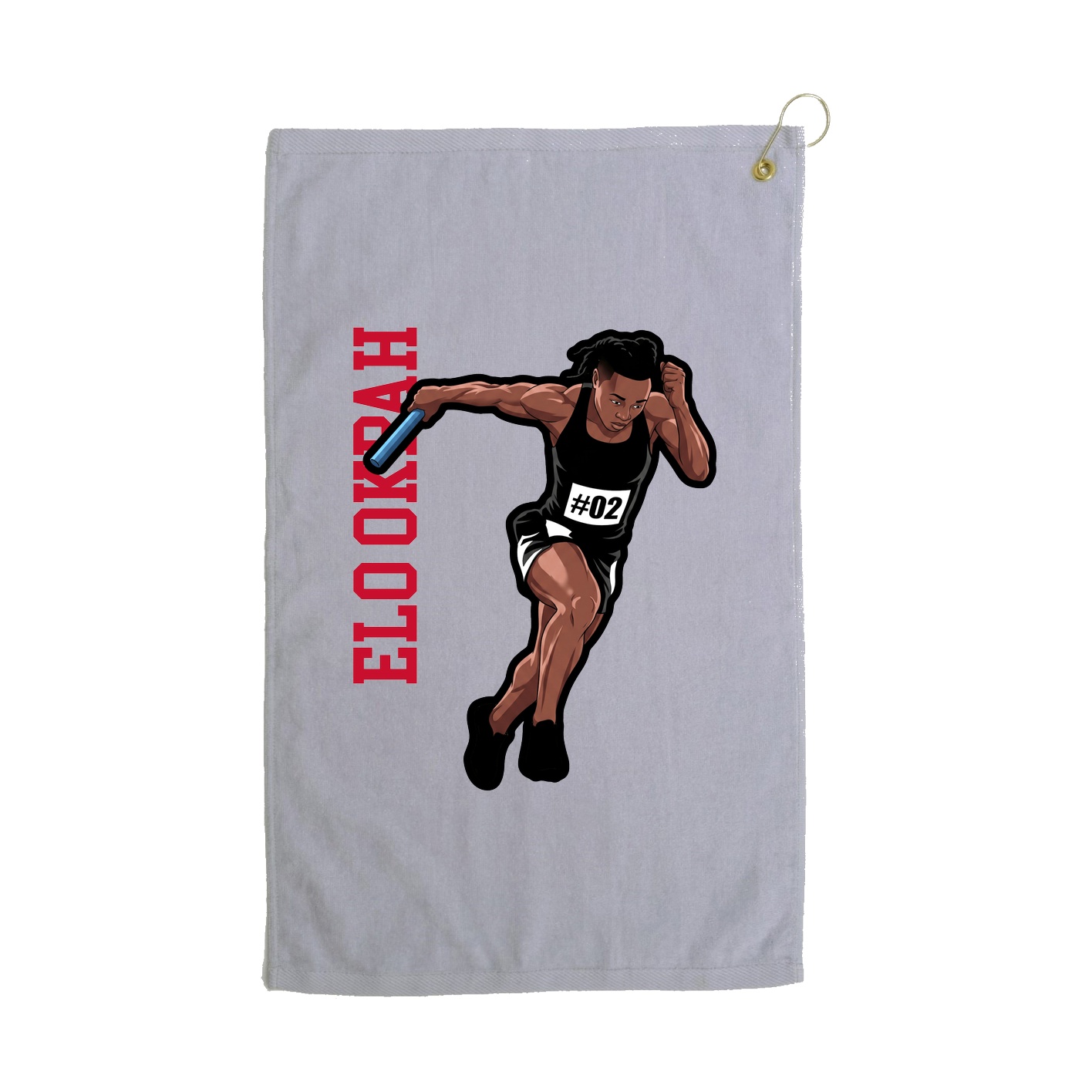Golf Towel — Name Vertical in Grey
