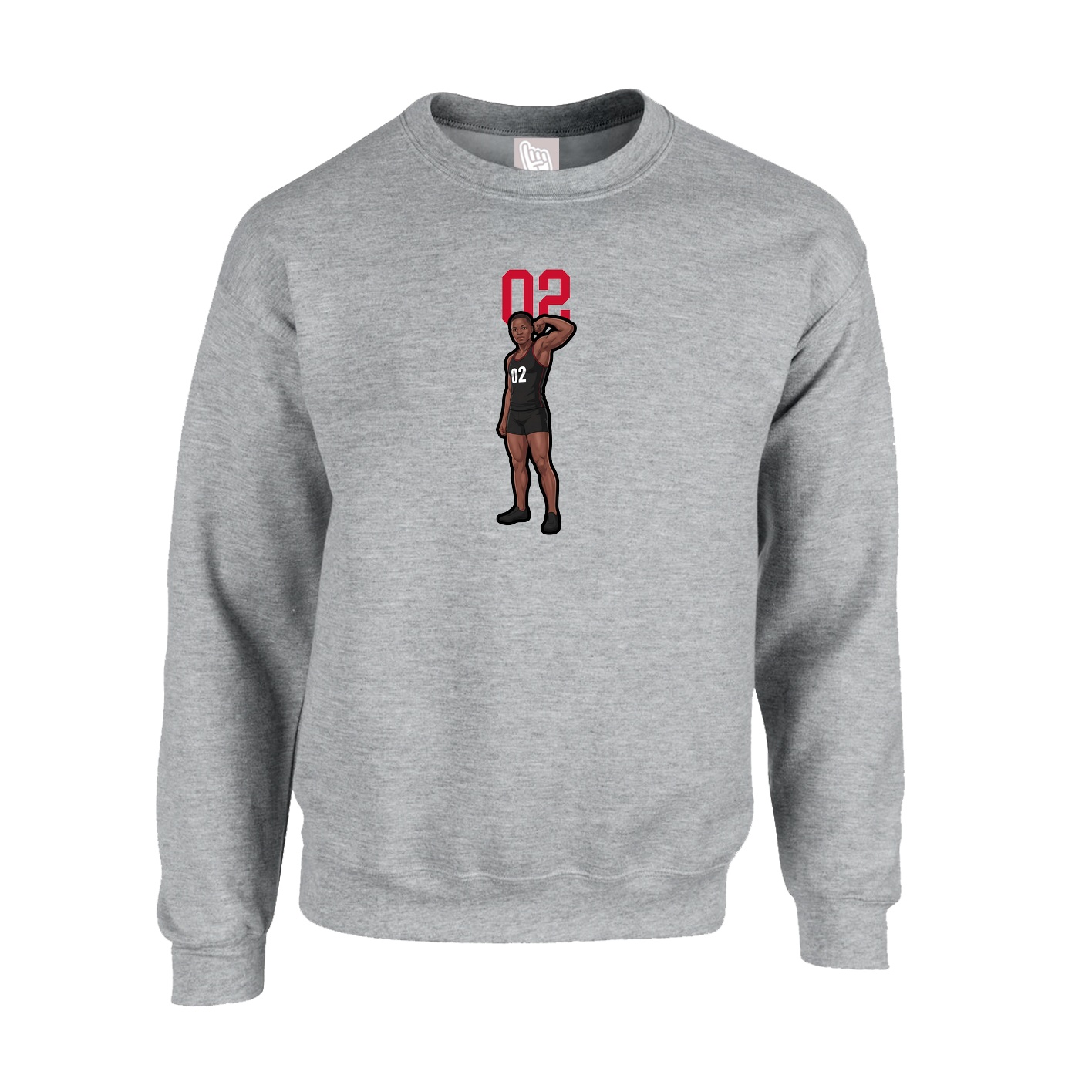 Fleece Crew — Number Top in Grey