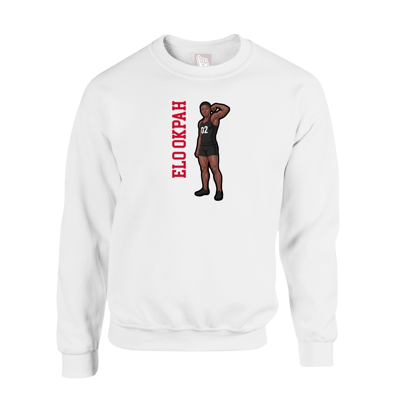 Fleece Crew — Name Vertical in White