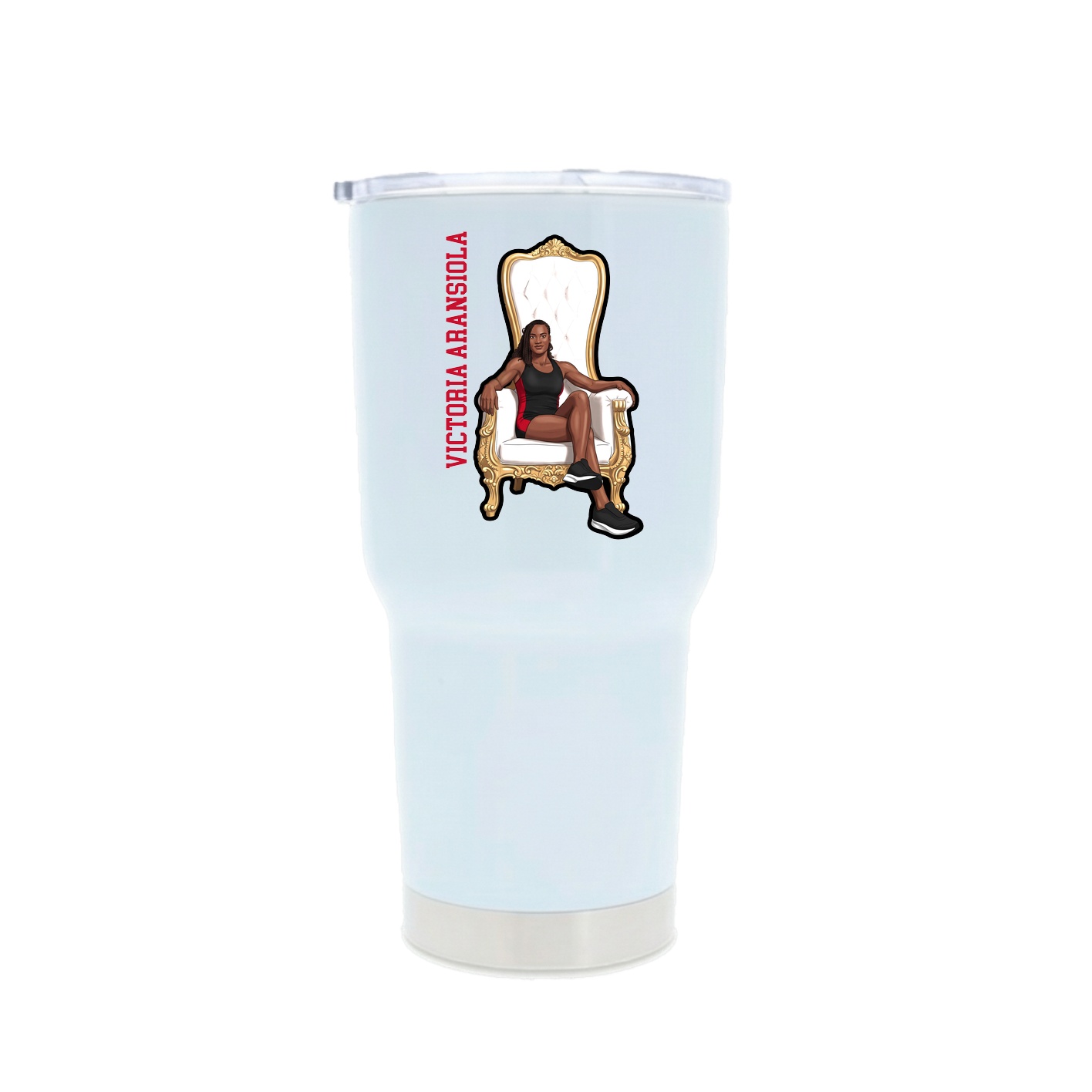 30oz Stainless Steel Tumbler — Name Vertical in White
