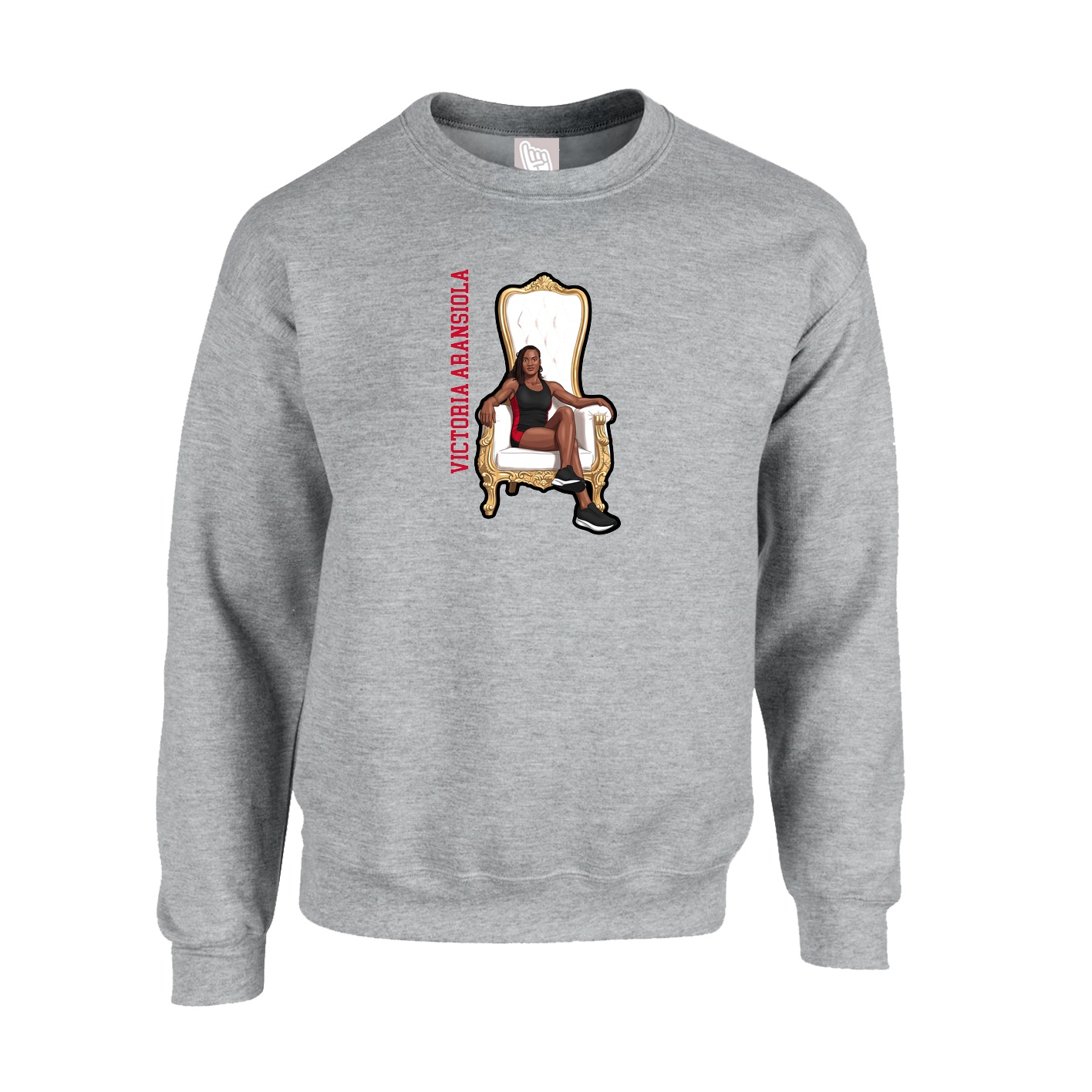 Fleece Crew — Name Vertical in Grey