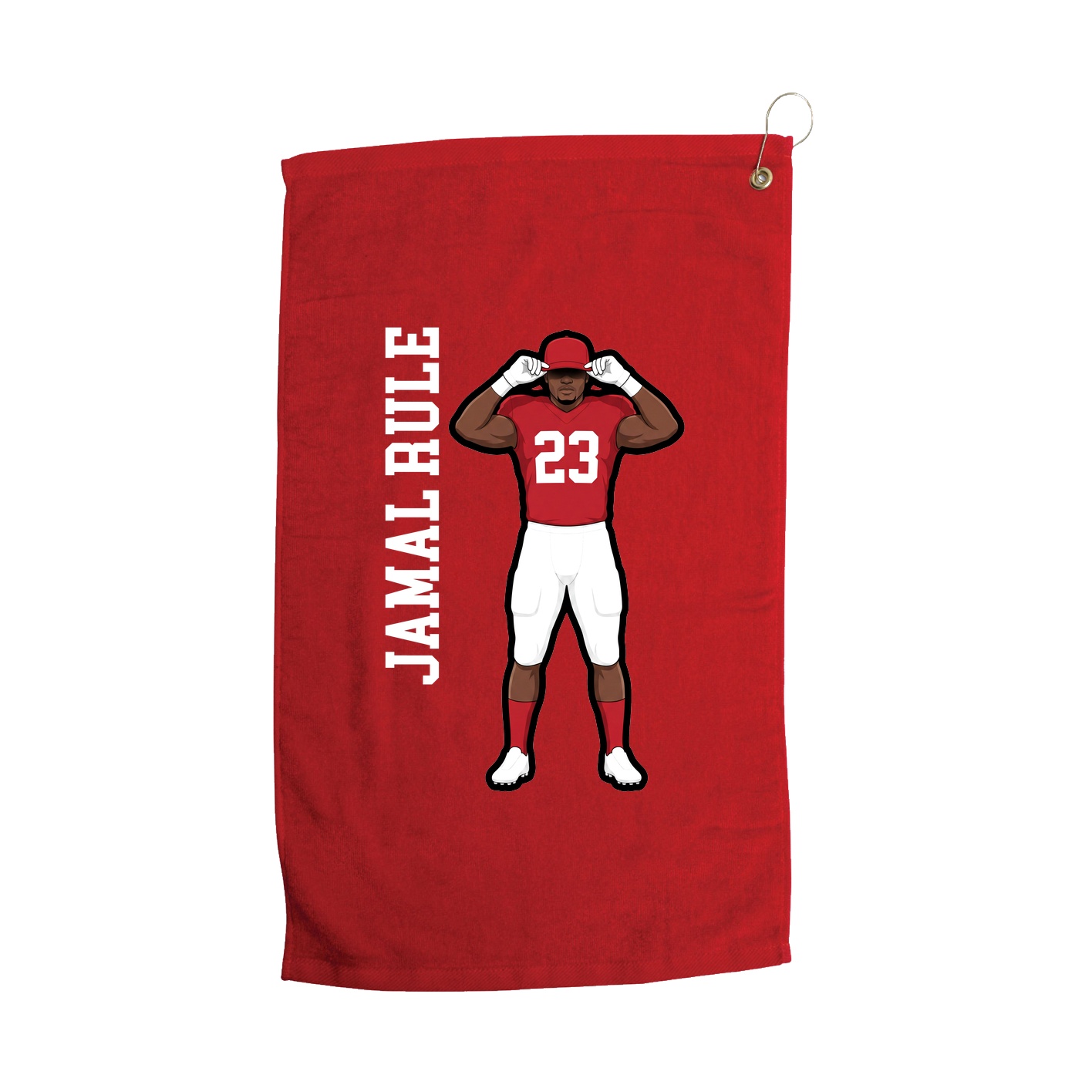 Golf Towel — Name Vertical in Red