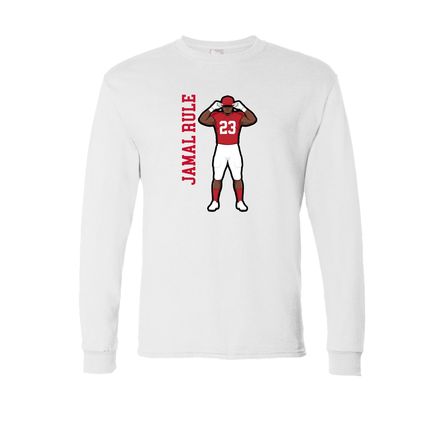 Long Sleeve Tee — Name Vertical in White