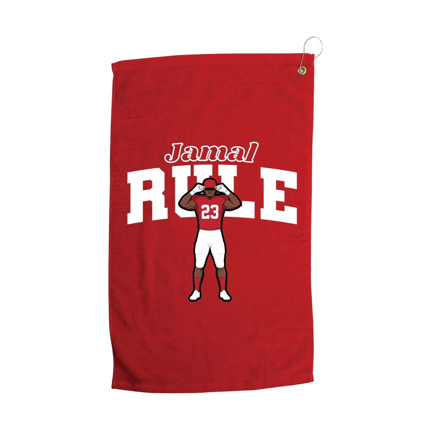 Golf Towel — Name Arch in Red