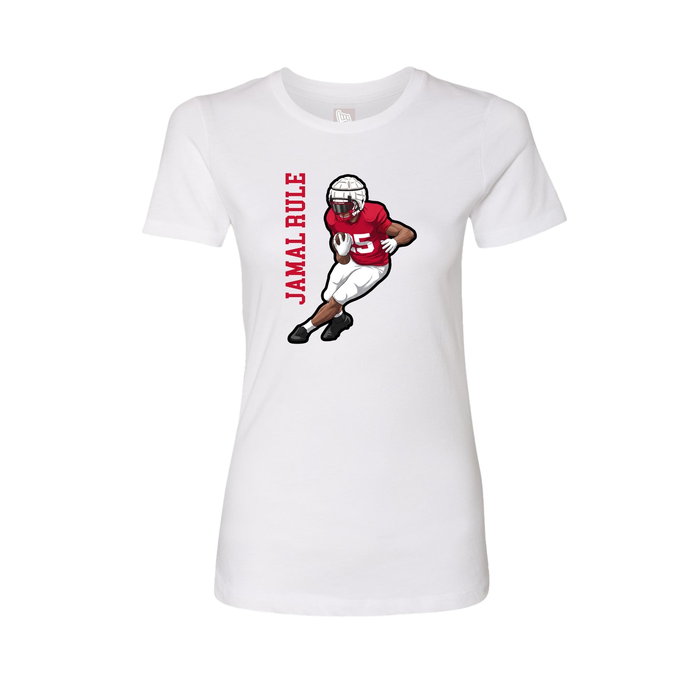 Fitted Women's Tee — Name Vertical in White