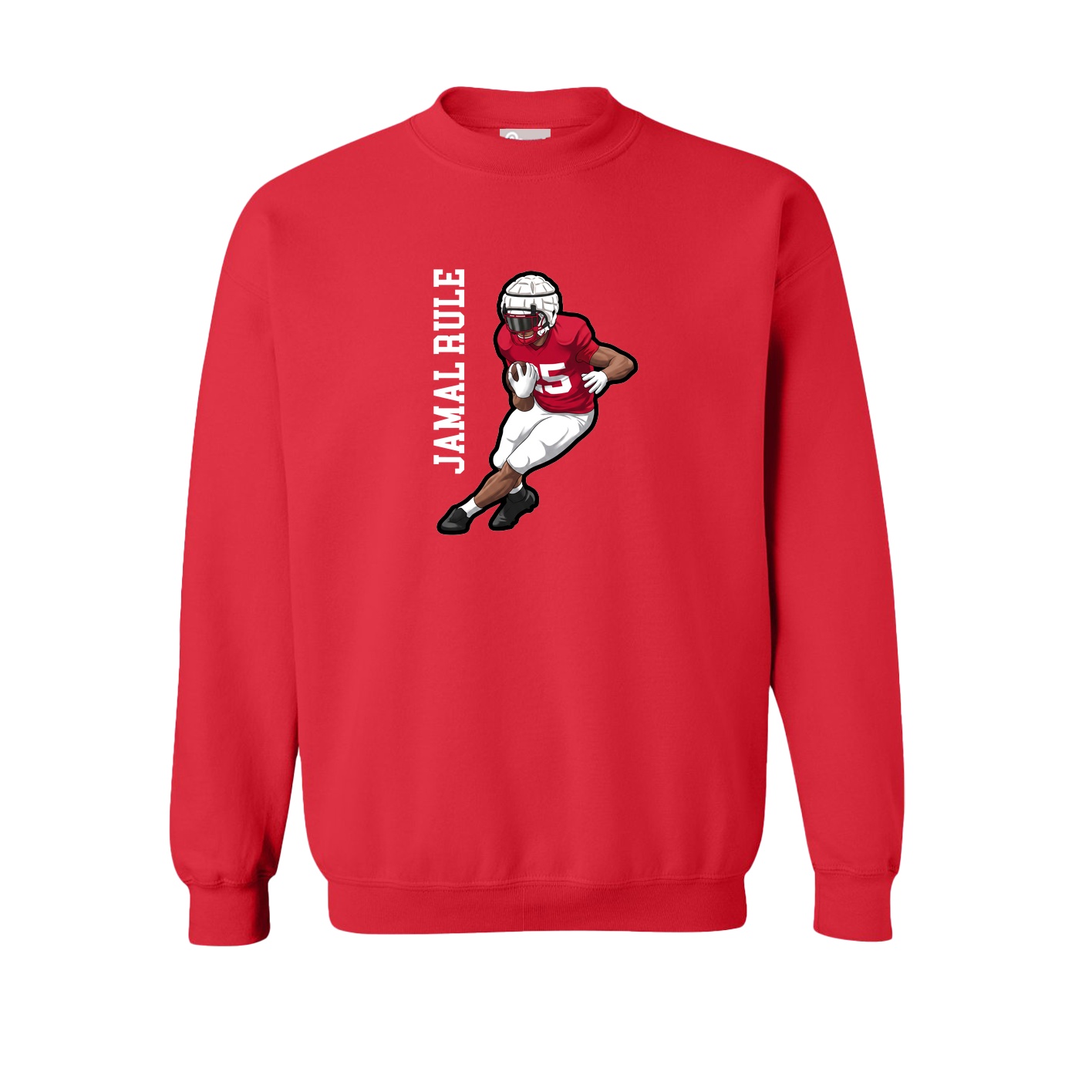 Fleece Crew — Name Vertical in Red