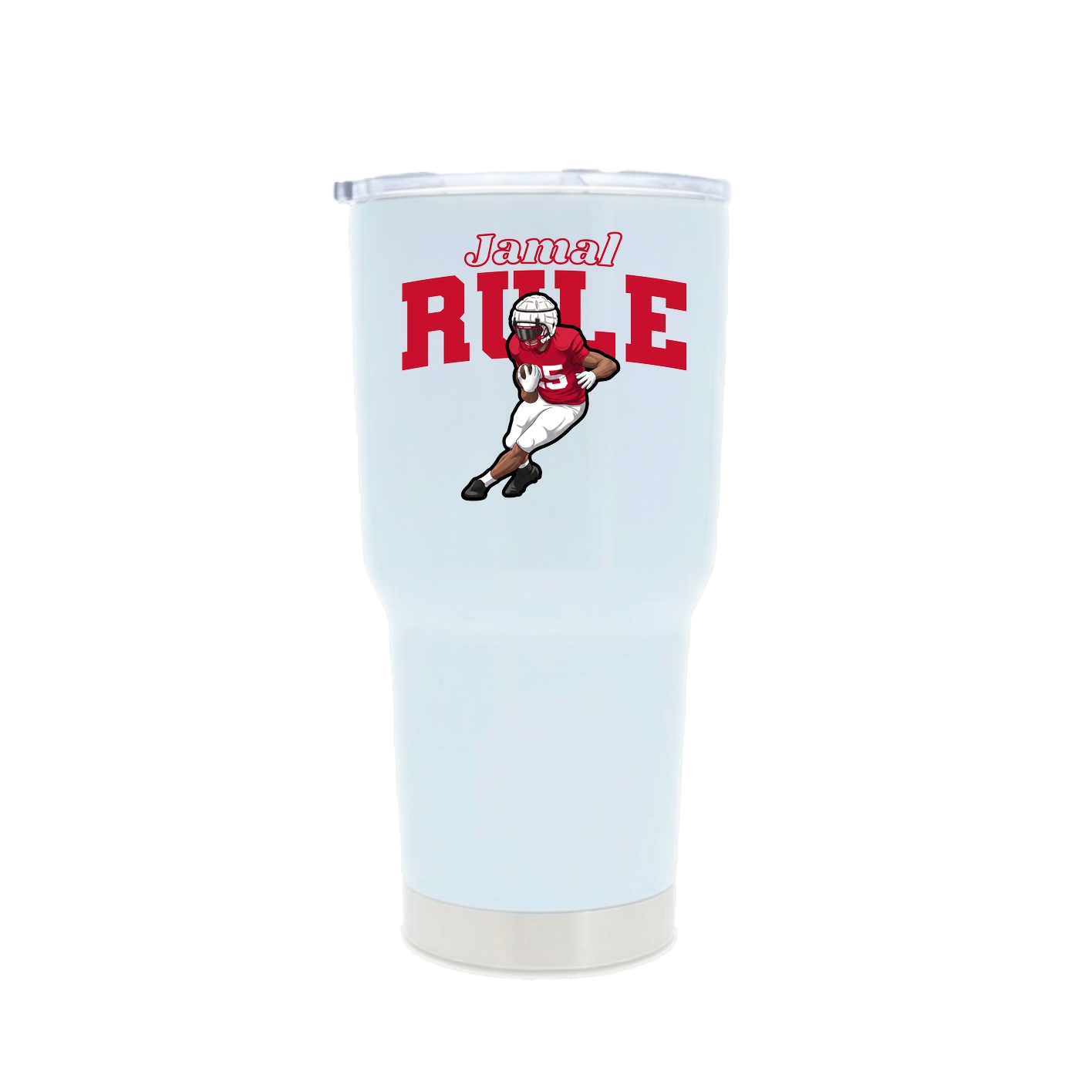 30oz Stainless Steel Tumbler — Name Arch in White