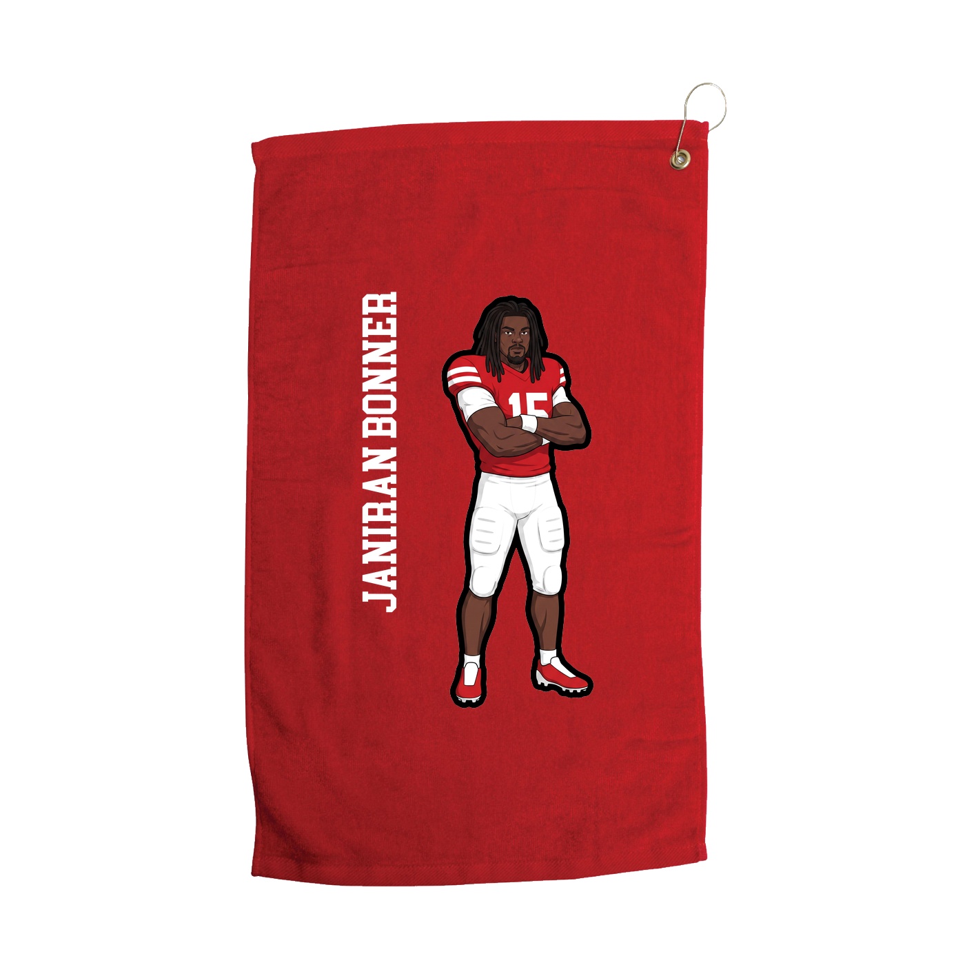 Golf Towel — Name Vertical in Red
