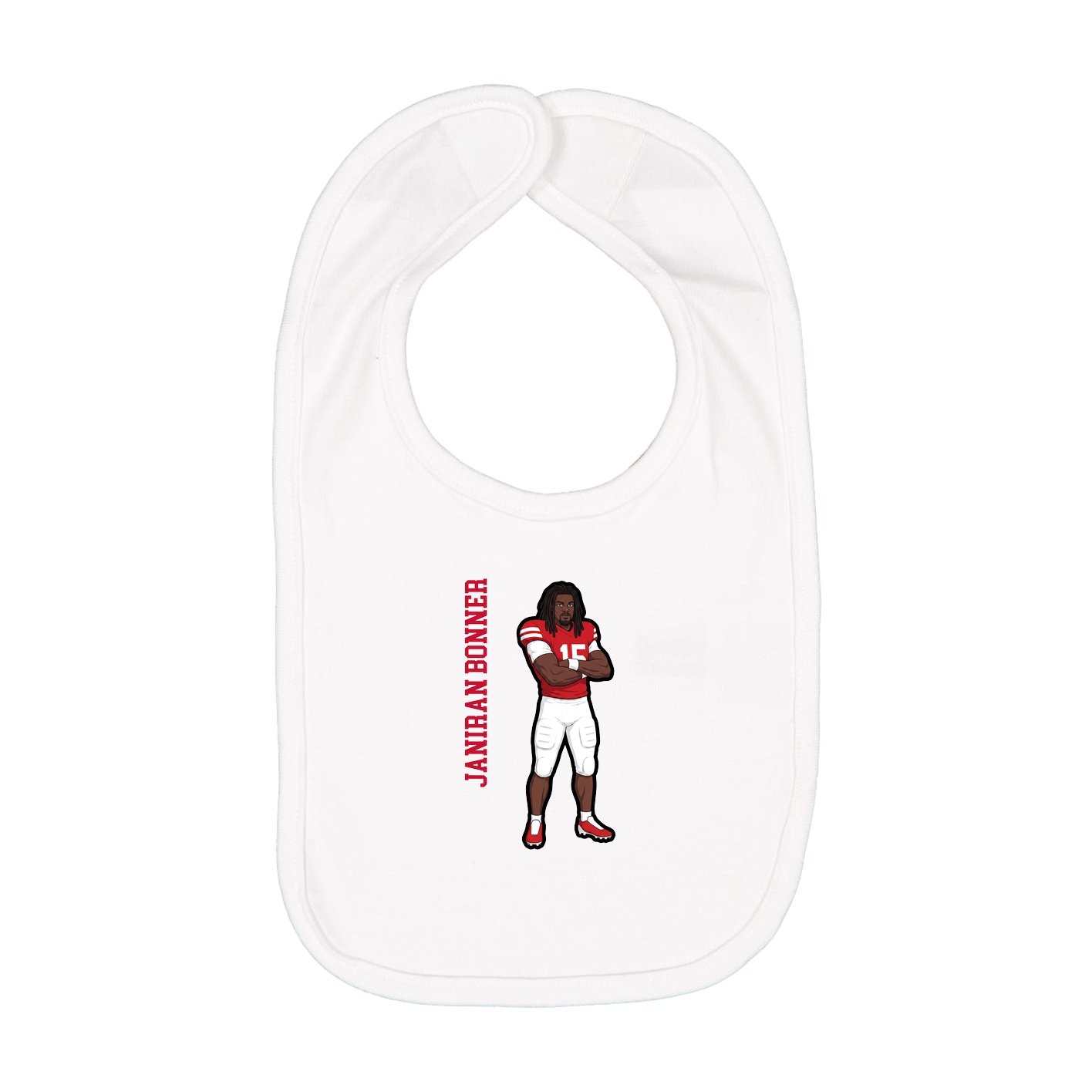 Infant Bib — Name Vertical in White