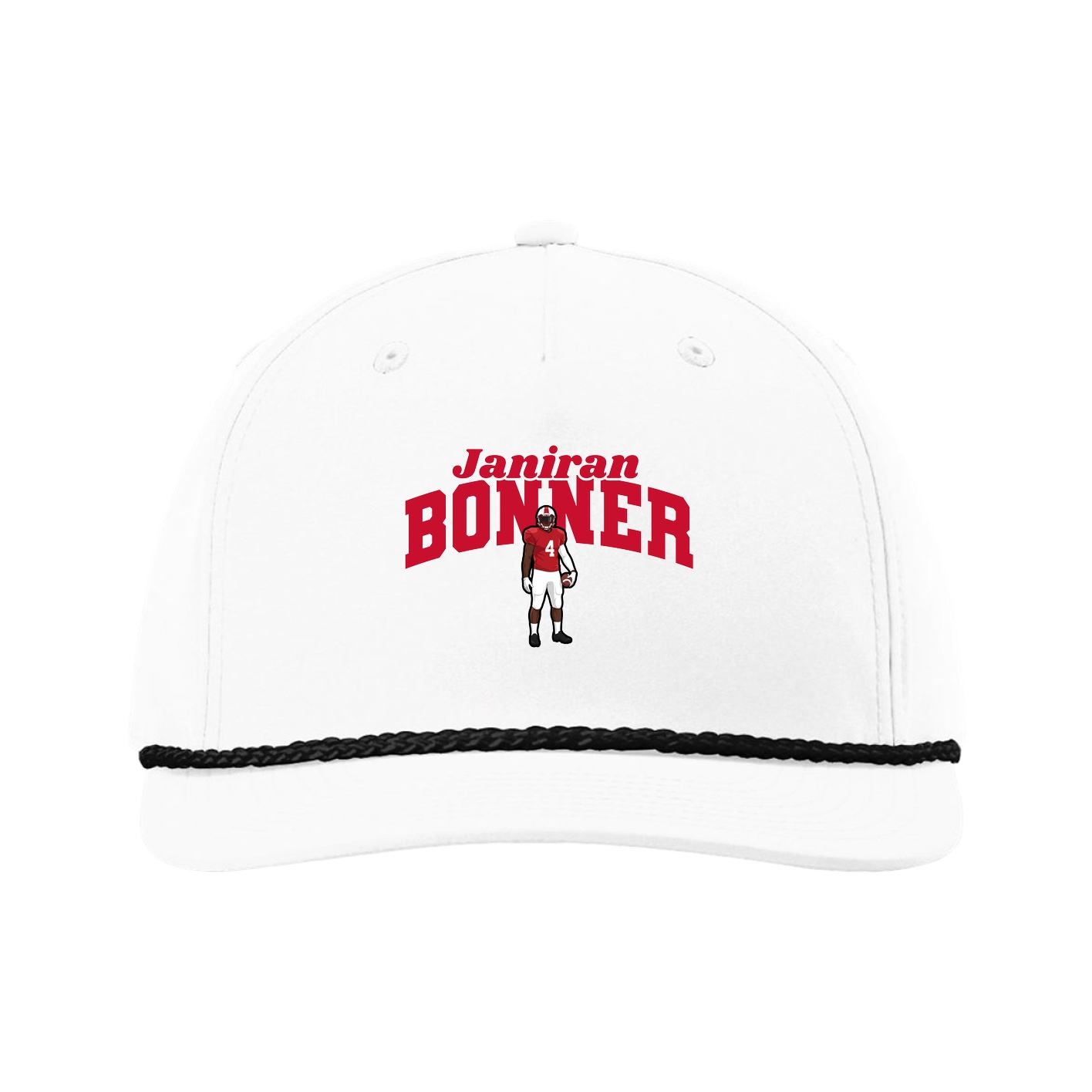 Five-Panel Classic Rope Cap — Signature Arch in White