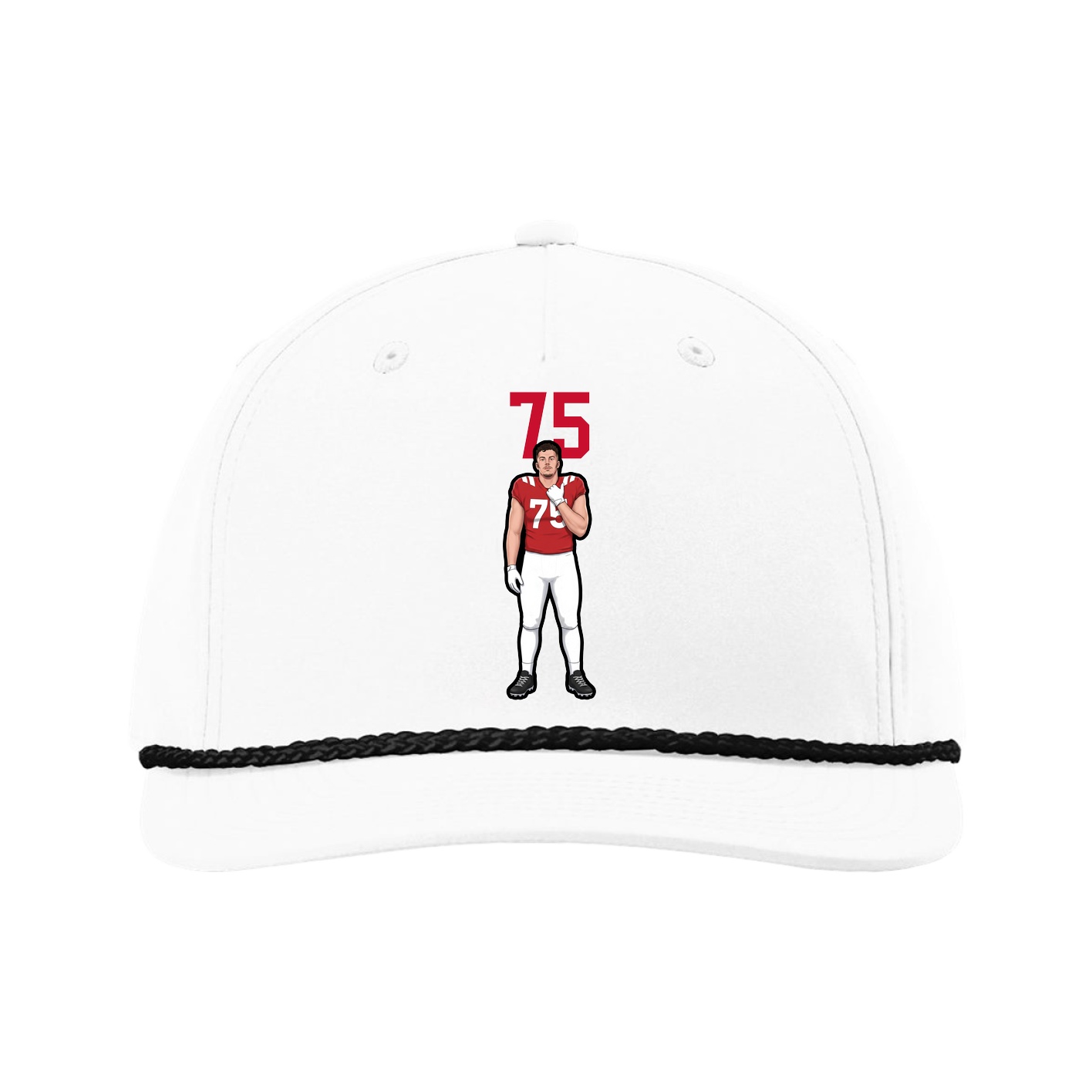 Five-Panel Classic Rope Cap — Number Top in White