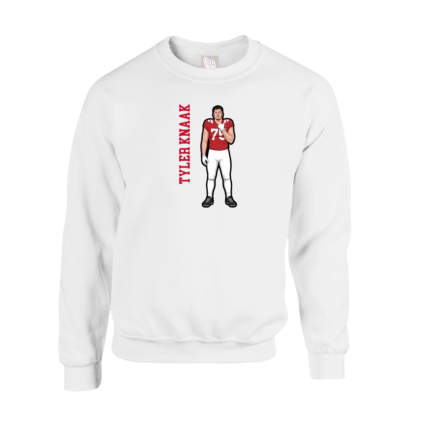 Fleece Crew — Name Vertical in White