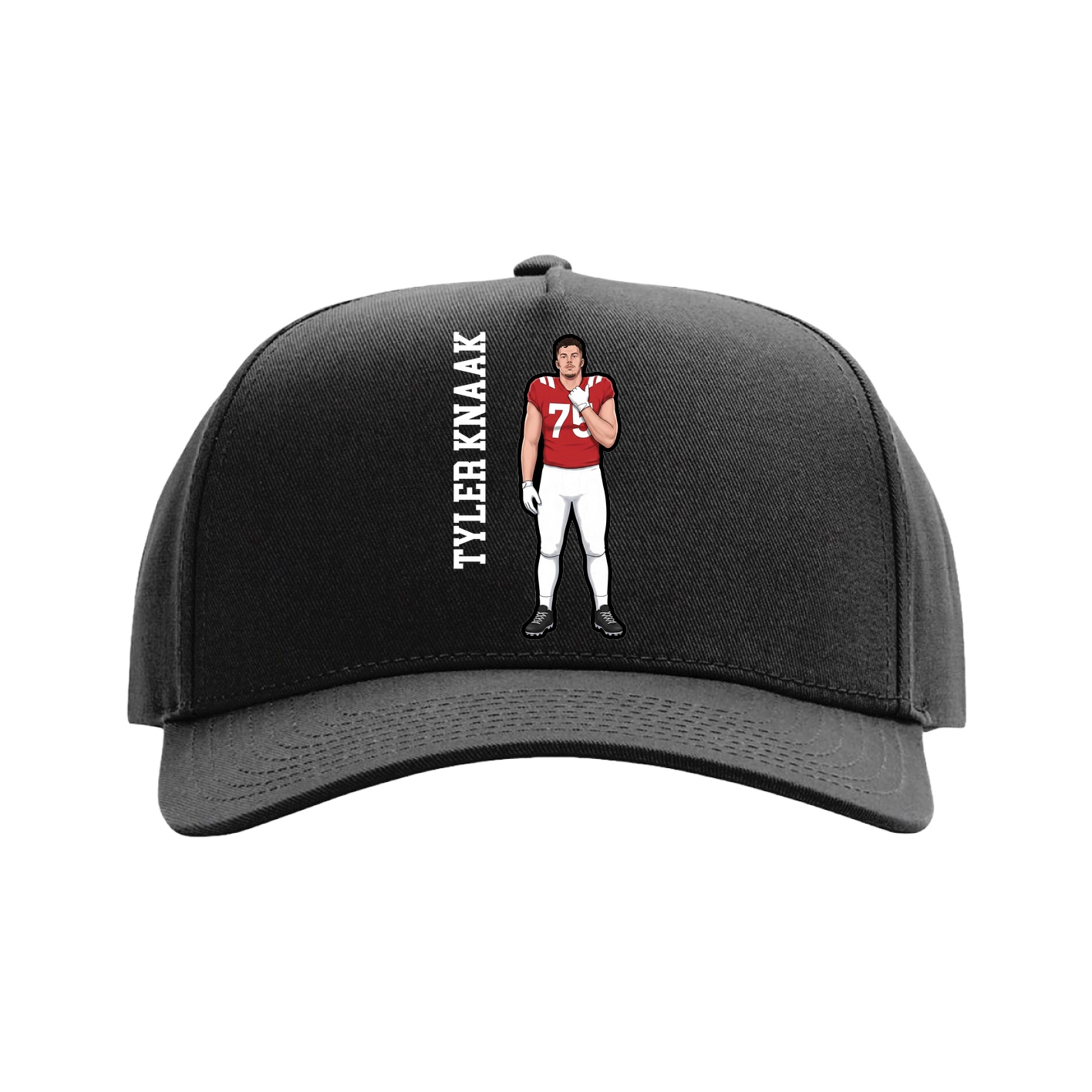 Full Fabric Five-Panel Champ Cap — Name Vertical in Black