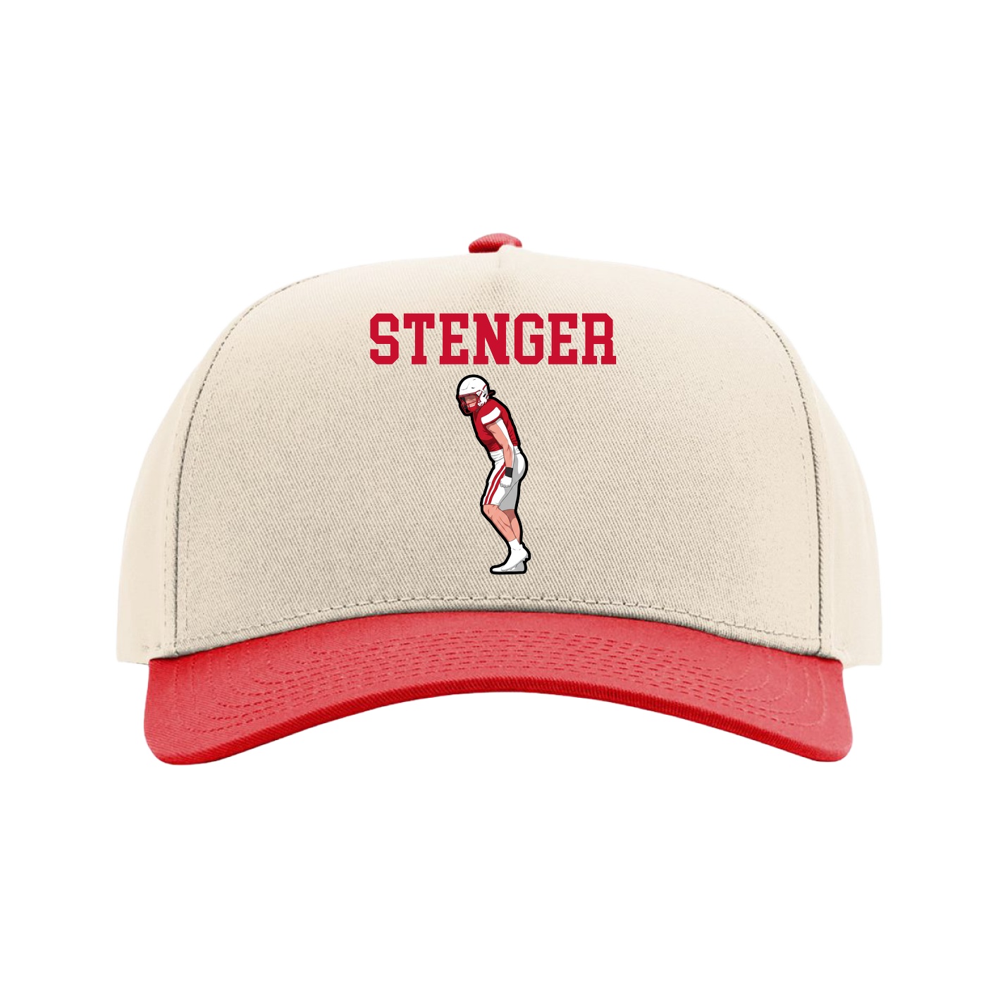 Full Fabric Five-Panel Champ Cap — Shirsey in Cream/Red