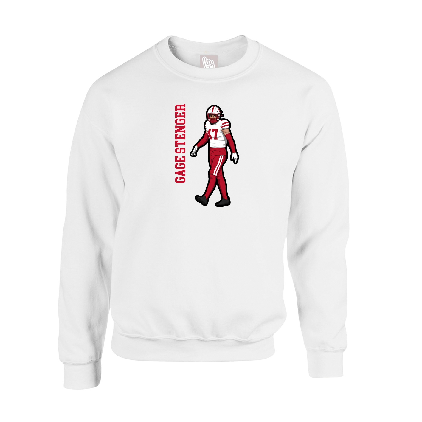 Fleece Crew — Name Vertical in White