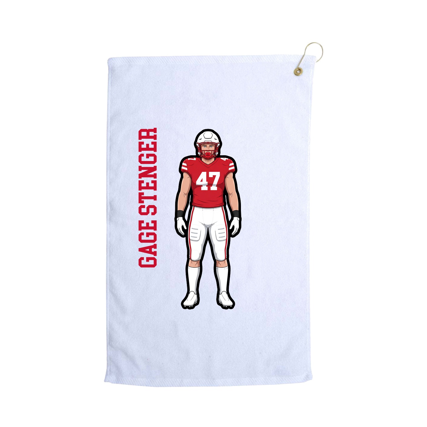Golf Towel — Name Vertical in White