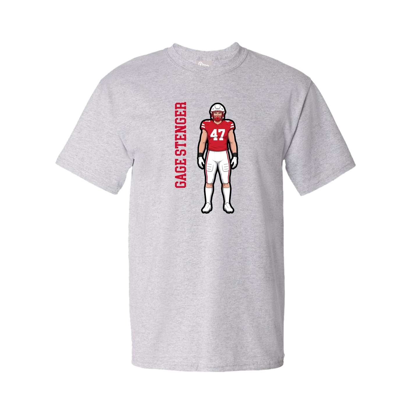 Youth Tee — Name Vertical in Grey