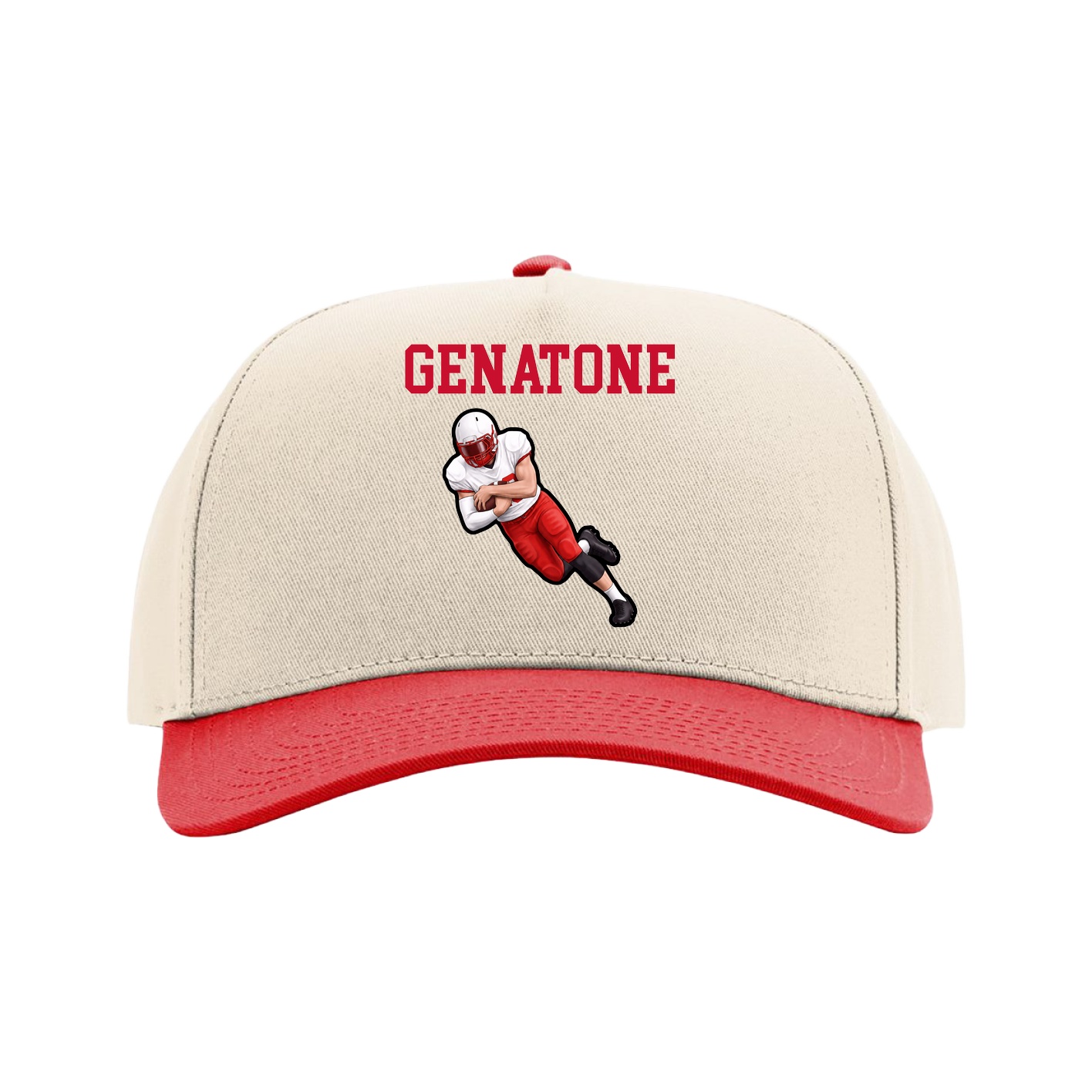Full Fabric Five-Panel Champ Cap — Shirsey in Cream/Red