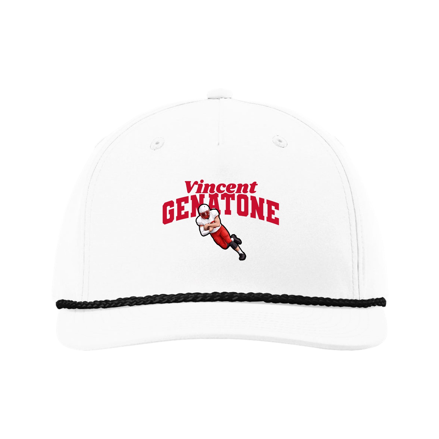 Five-Panel Classic Rope Cap — Signature Arch in White