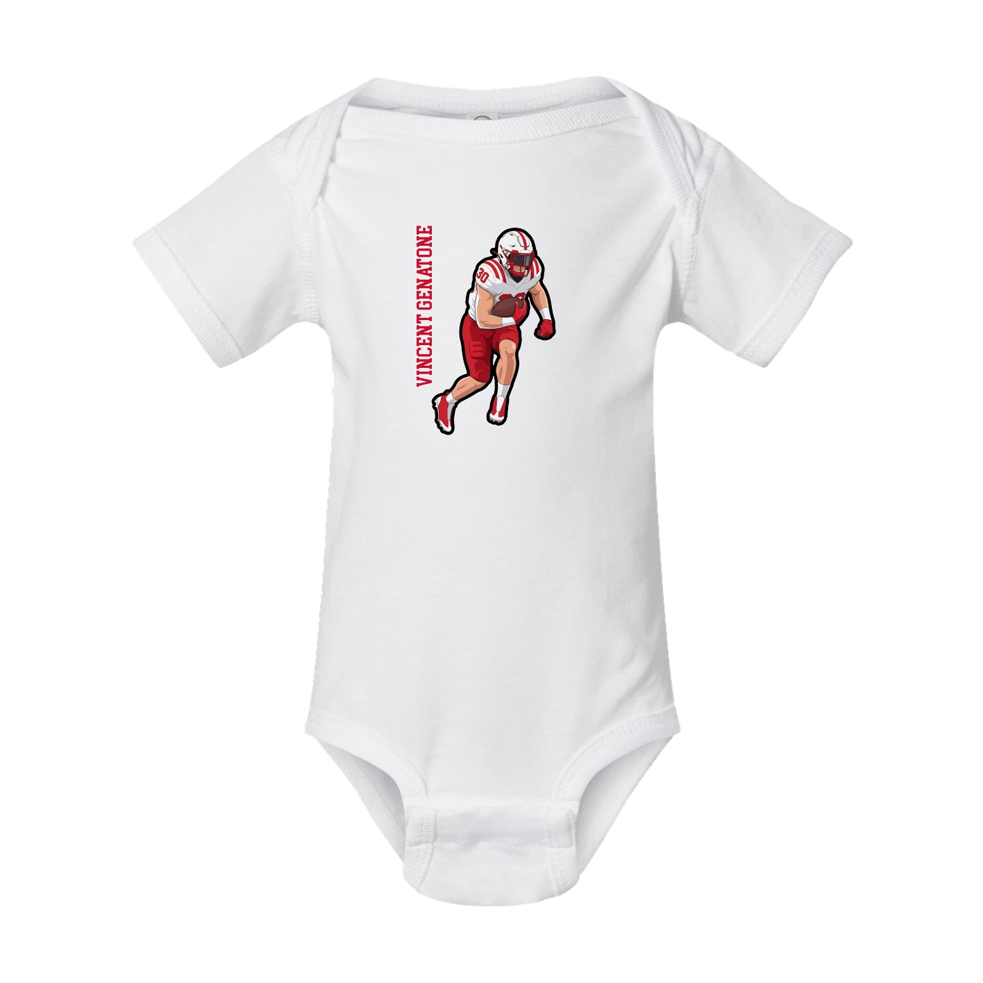 Baby Onesie — Name Vertical in White