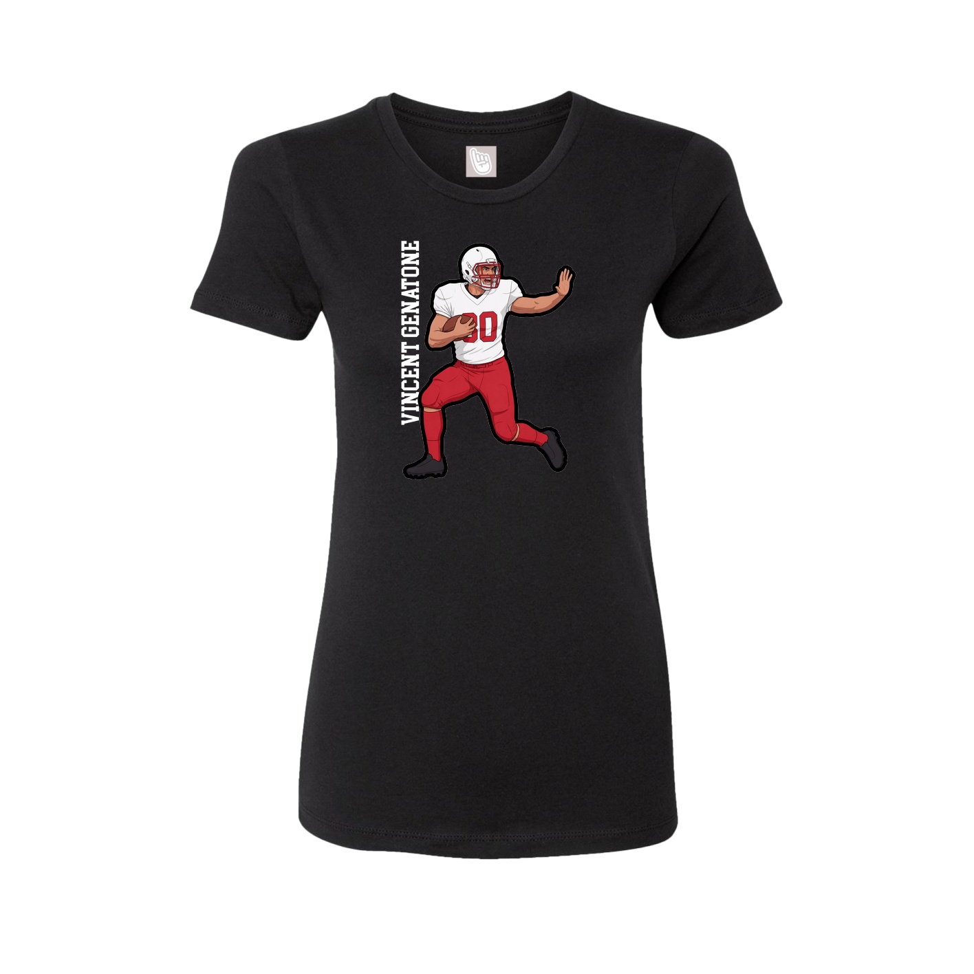 Fitted Women's Tee — Name Vertical in Black