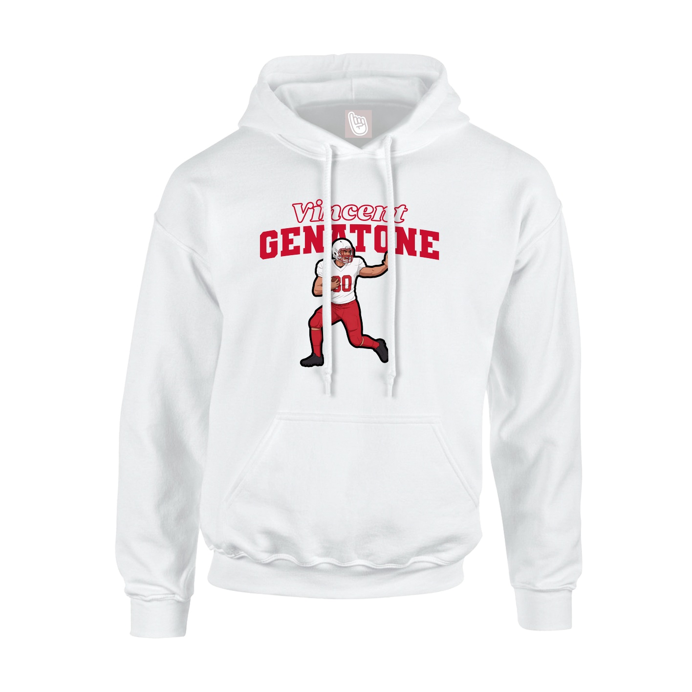 Youth Hoodie — Name Arch in White
